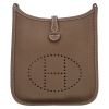 Hermès  Mini Evelyne shoulder bag  in etoupe leather taurillon clémence  and black canvas - Detail D2 thumbnail