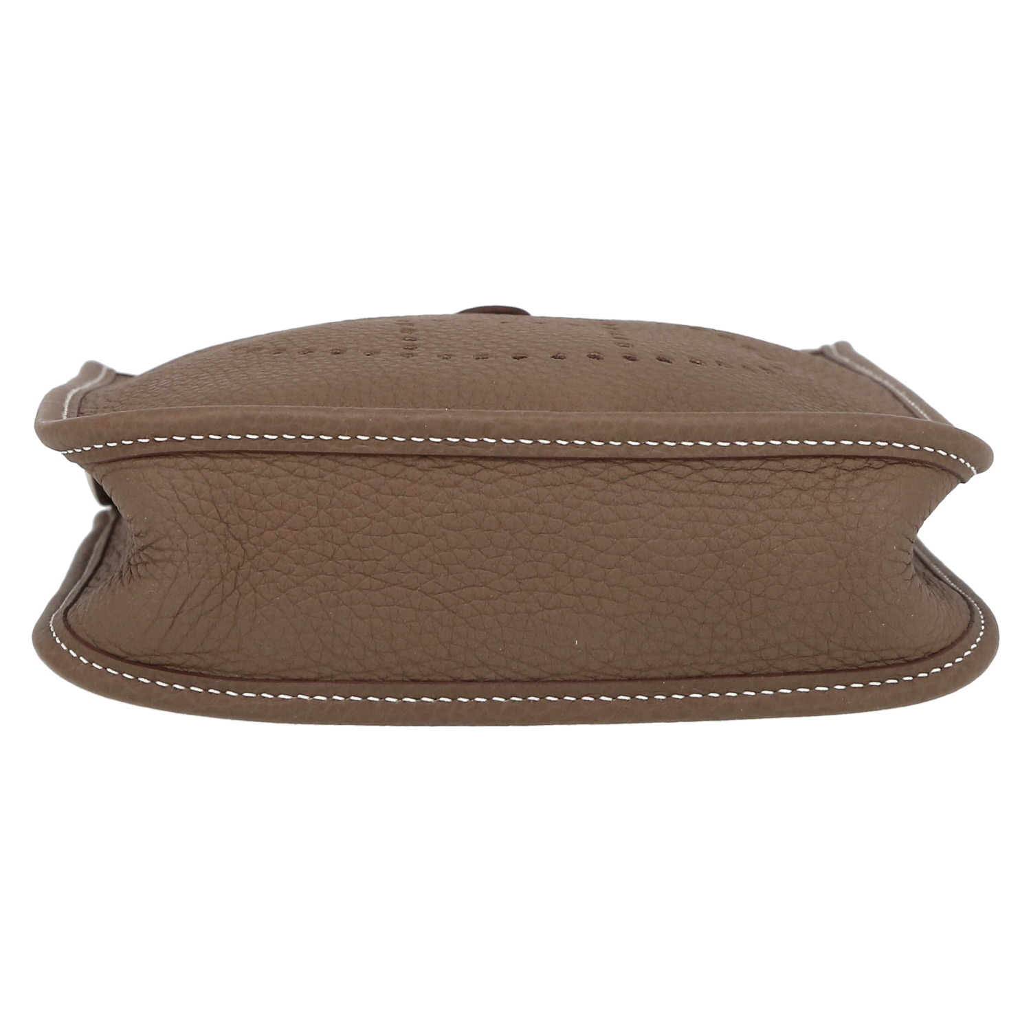 Hermès  Evelyne 16 cm shoulder bag  in etoupe leather taurillon clémence  and black canvas - Detail D4