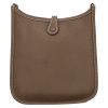 Hermès  Mini Evelyne shoulder bag  in etoupe leather taurillon clémence  and black canvas - Detail D7 thumbnail