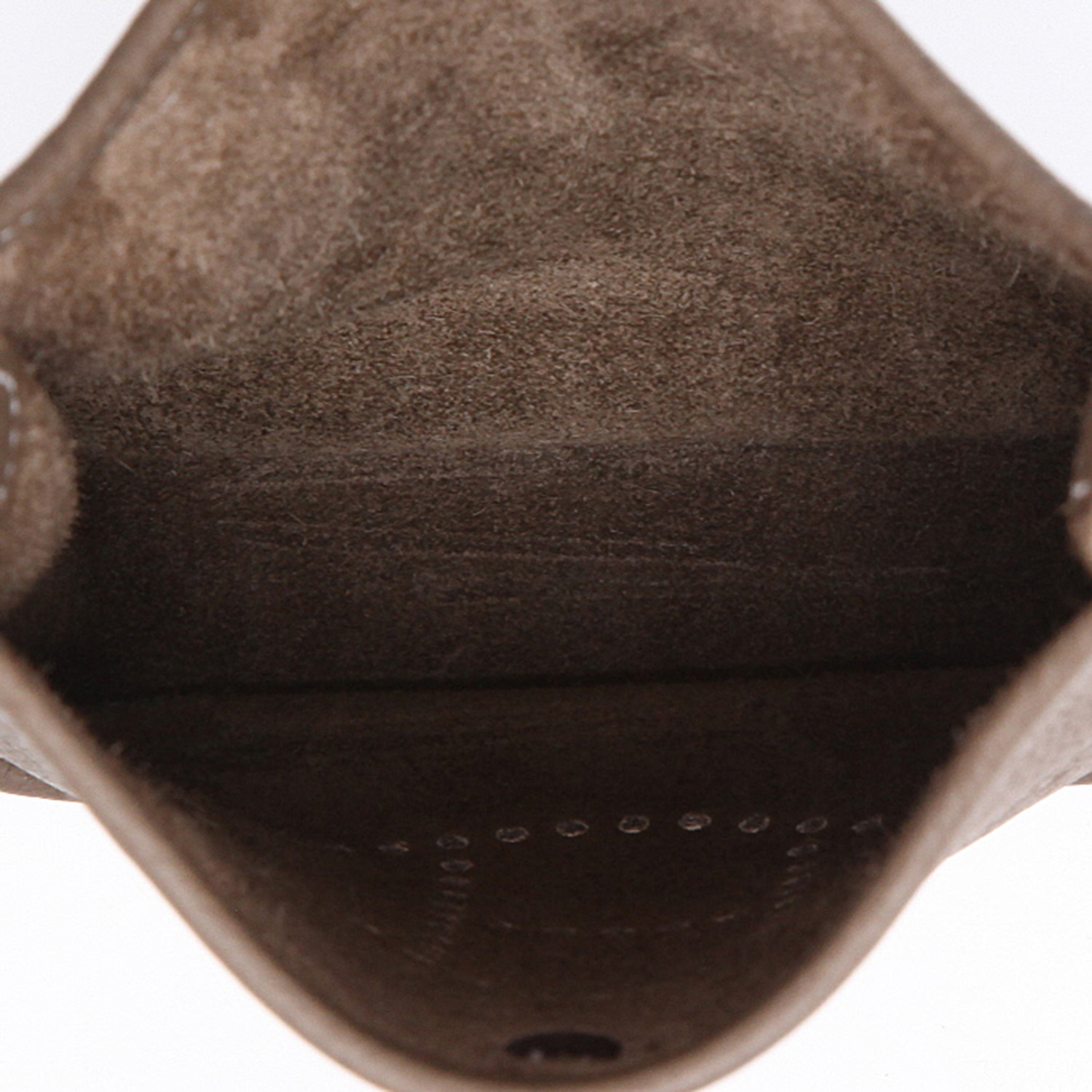 Borsa a tracolla Hermès  Mini Evelyne in pelle taurillon clemence etoupe e tela nera - Detail D8