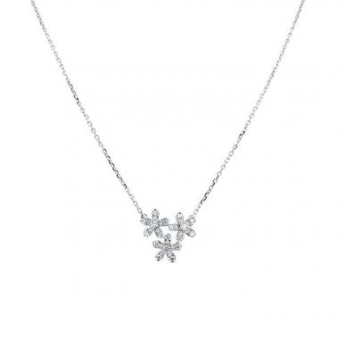 Auth CHAUMET Necklace Anneau Diamond 18K 750 White Gold/Cord