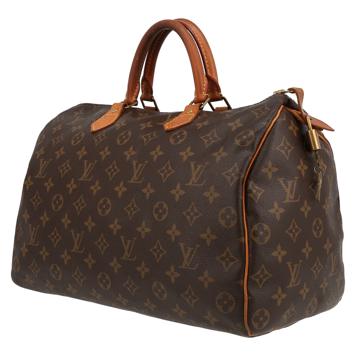 Louis Vuitton  Speedy 35 handbag  in brown monogram canvas - Detail D5