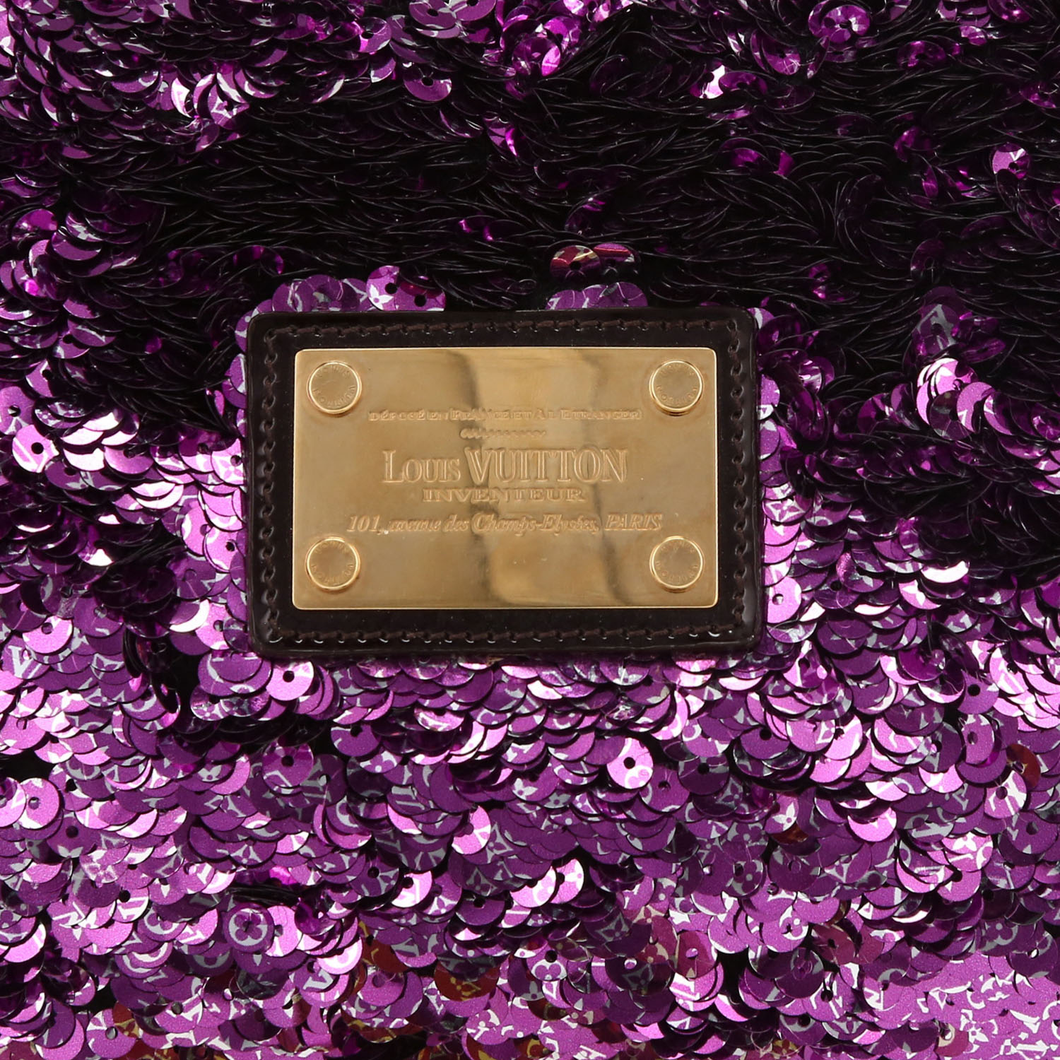 Louis Vuitton   pouch  in purple paillette  and black canvas - Detail D1