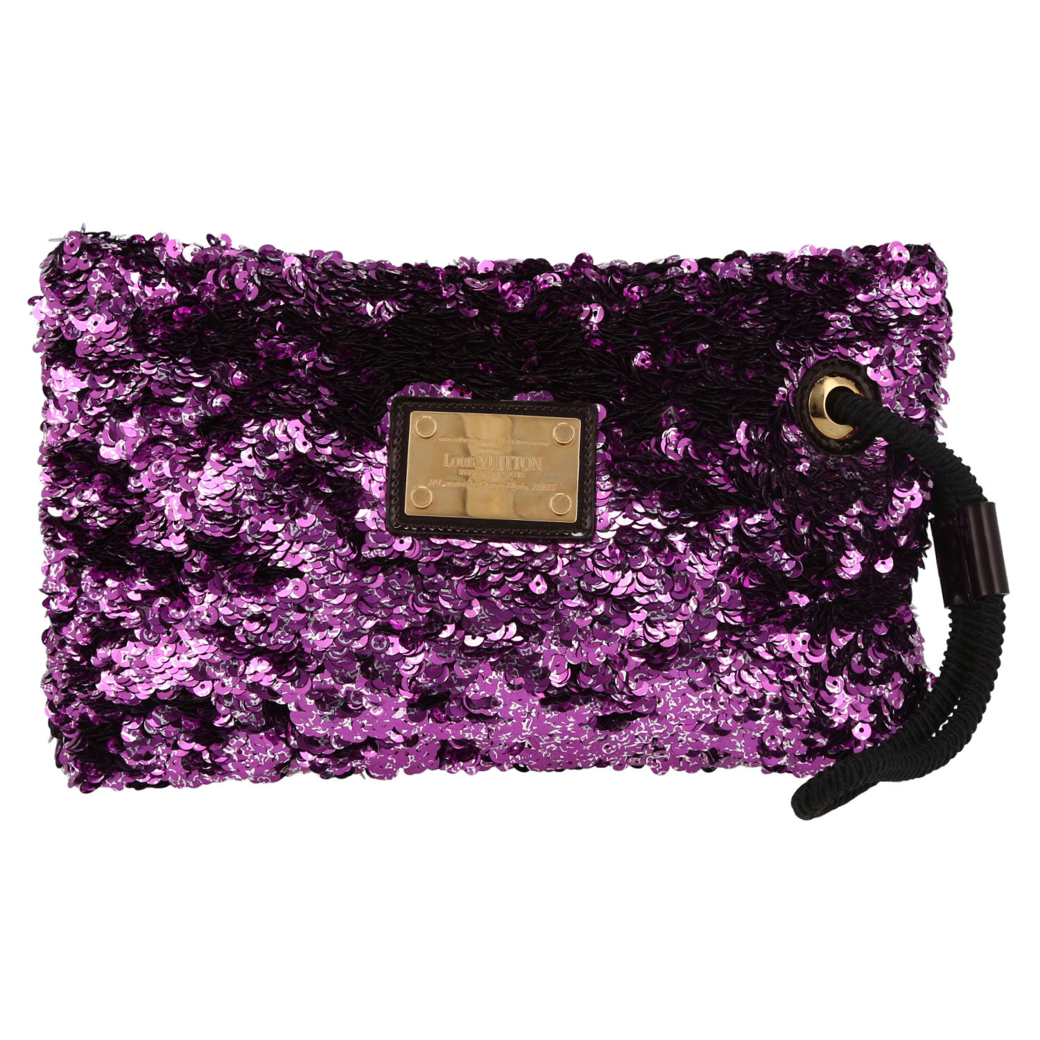 Louis Vuitton   pouch  in purple paillette  and black canvas - Detail D2