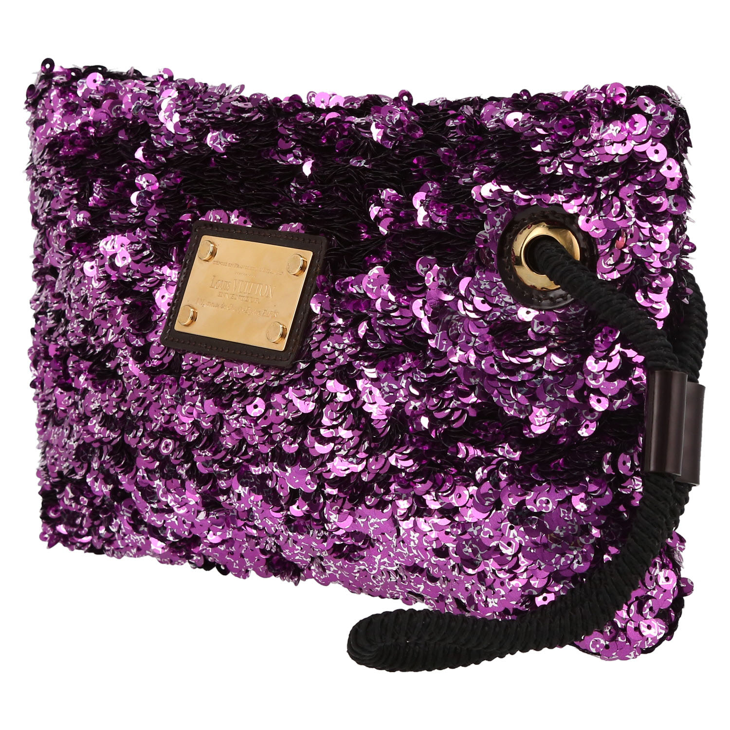 Louis Vuitton   pouch  in purple paillette  and black canvas - Detail D3