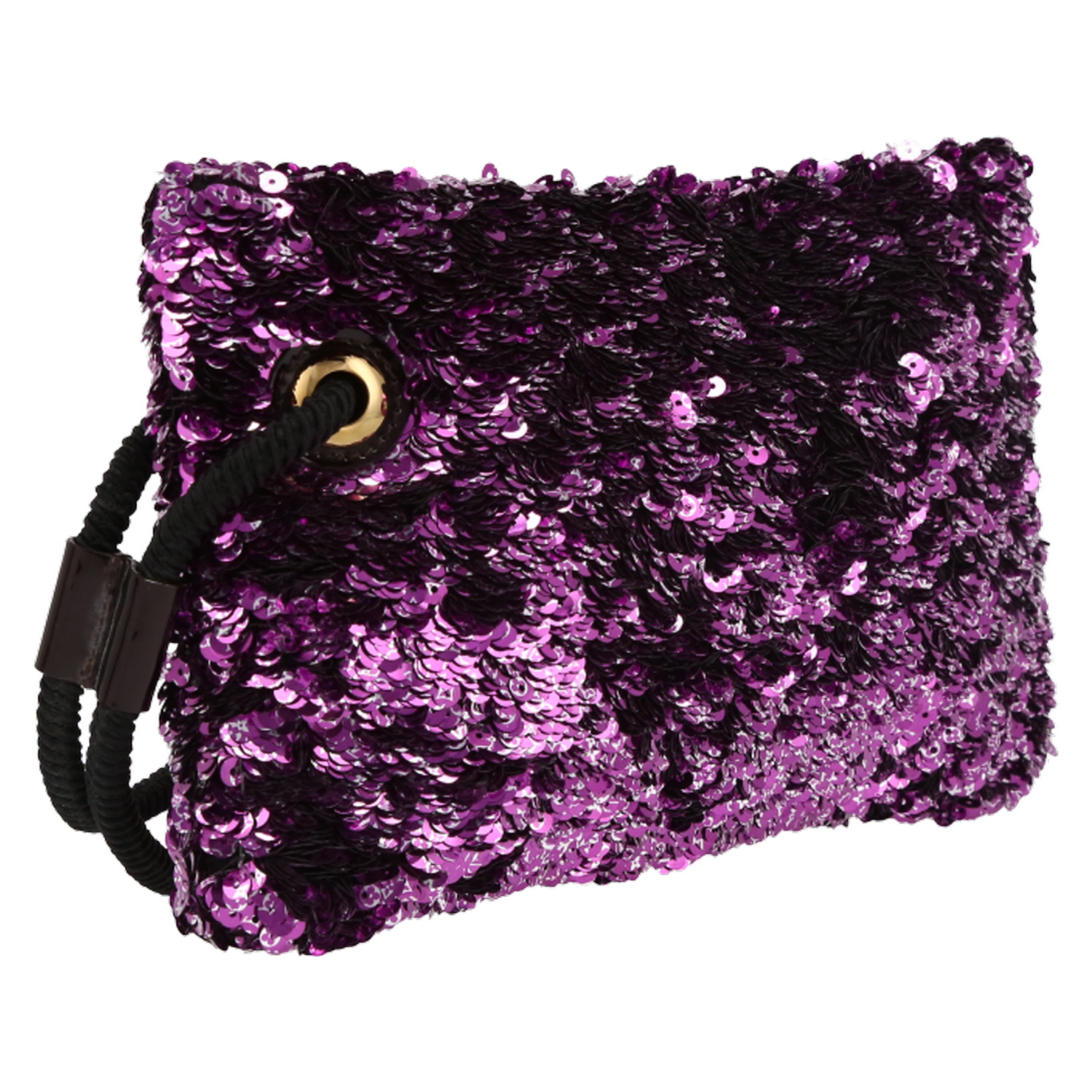 Louis Vuitton   pouch  in purple paillette  and black canvas - Detail D6
