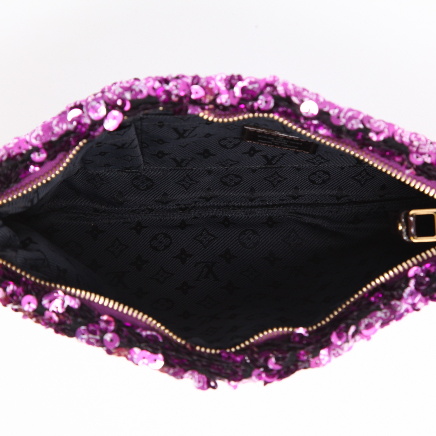 Louis Vuitton   pouch  in purple paillette  and black canvas - Detail D8