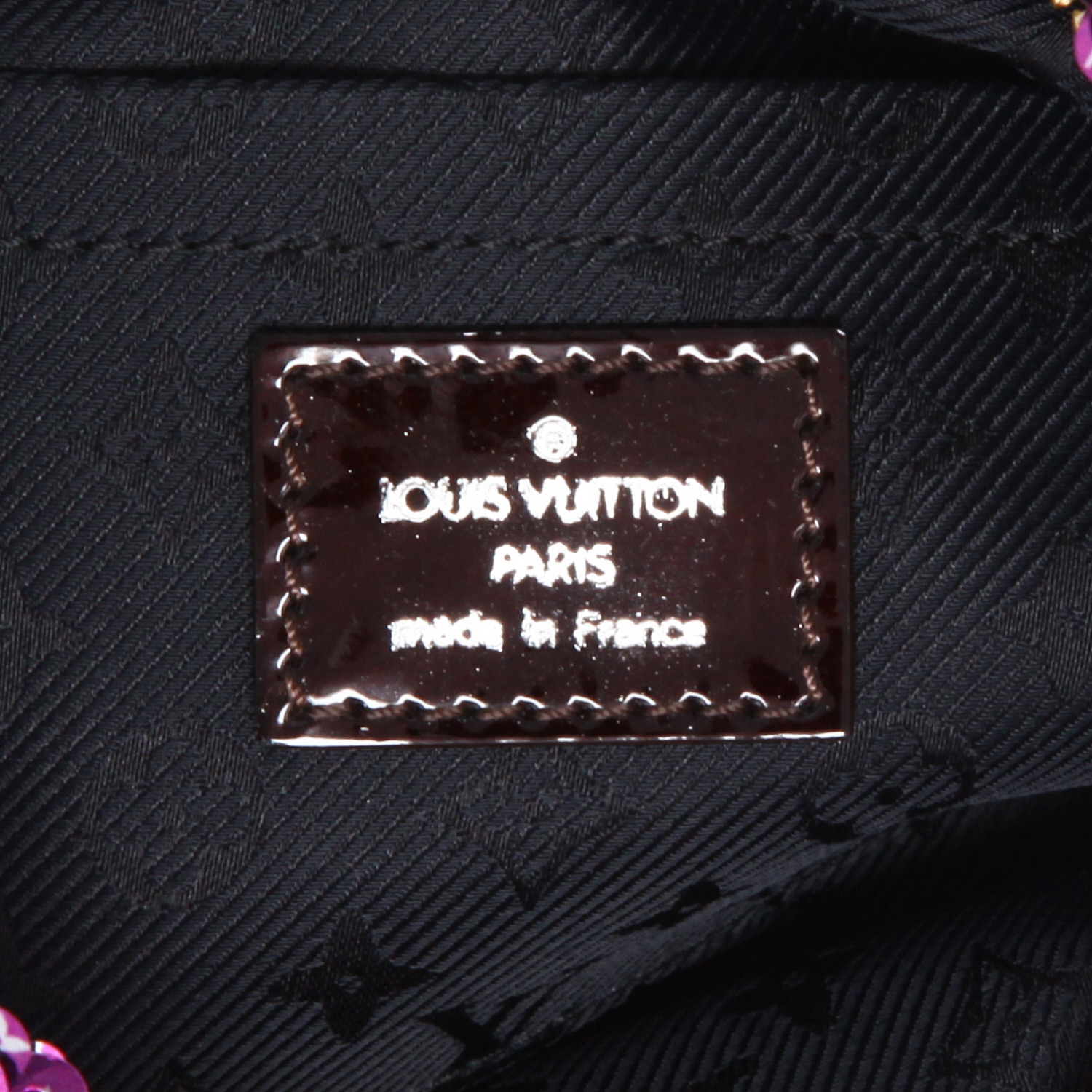 Louis Vuitton   pouch  in purple paillette  and black canvas - Detail D9