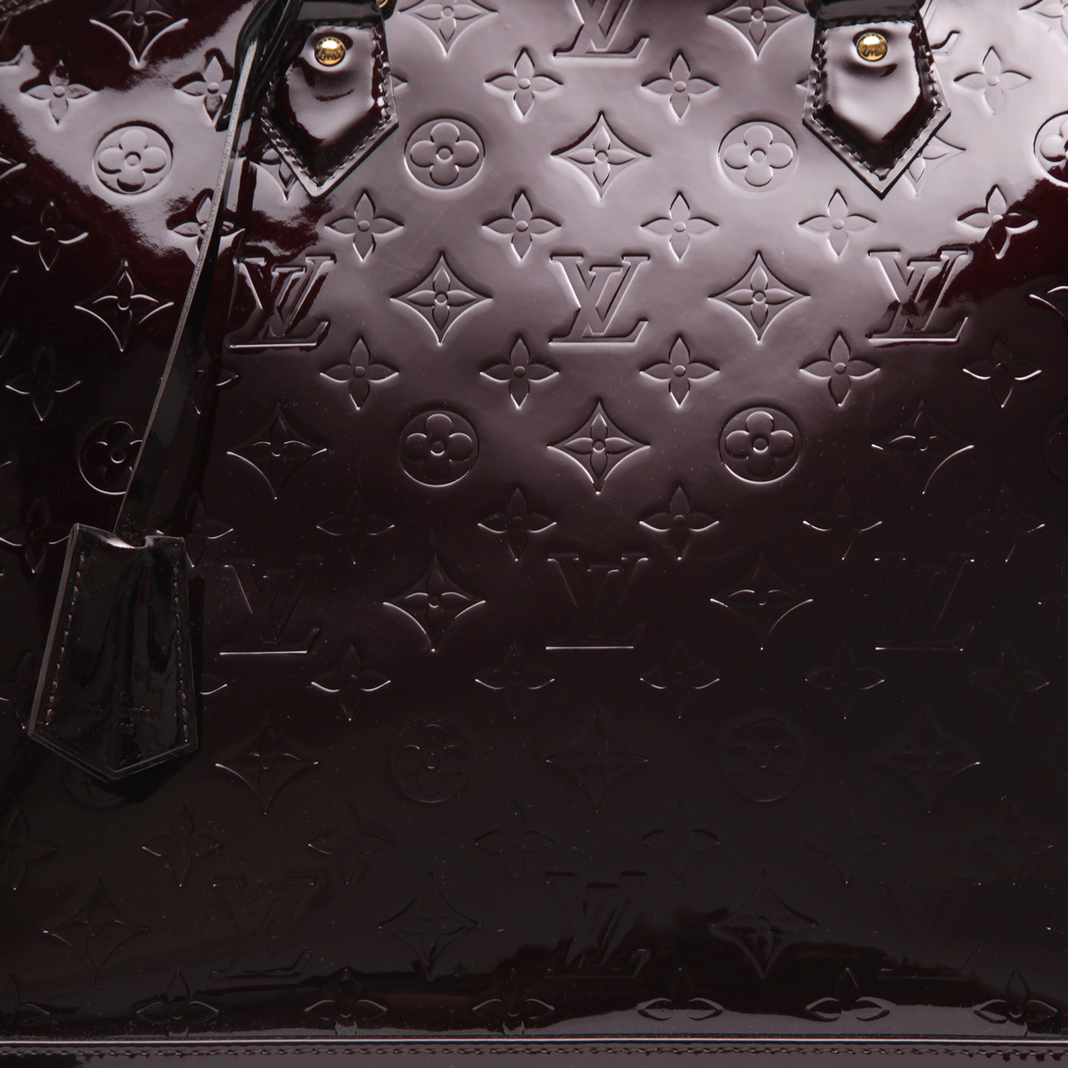Louis Vuitton  Alma large model  handbag  in plum monogram patent leather - Detail D1