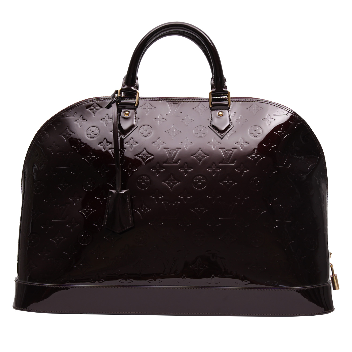 Borsa Louis Vuitton  Alma modello grande  in pelle verniciata monogram plum - Detail D2