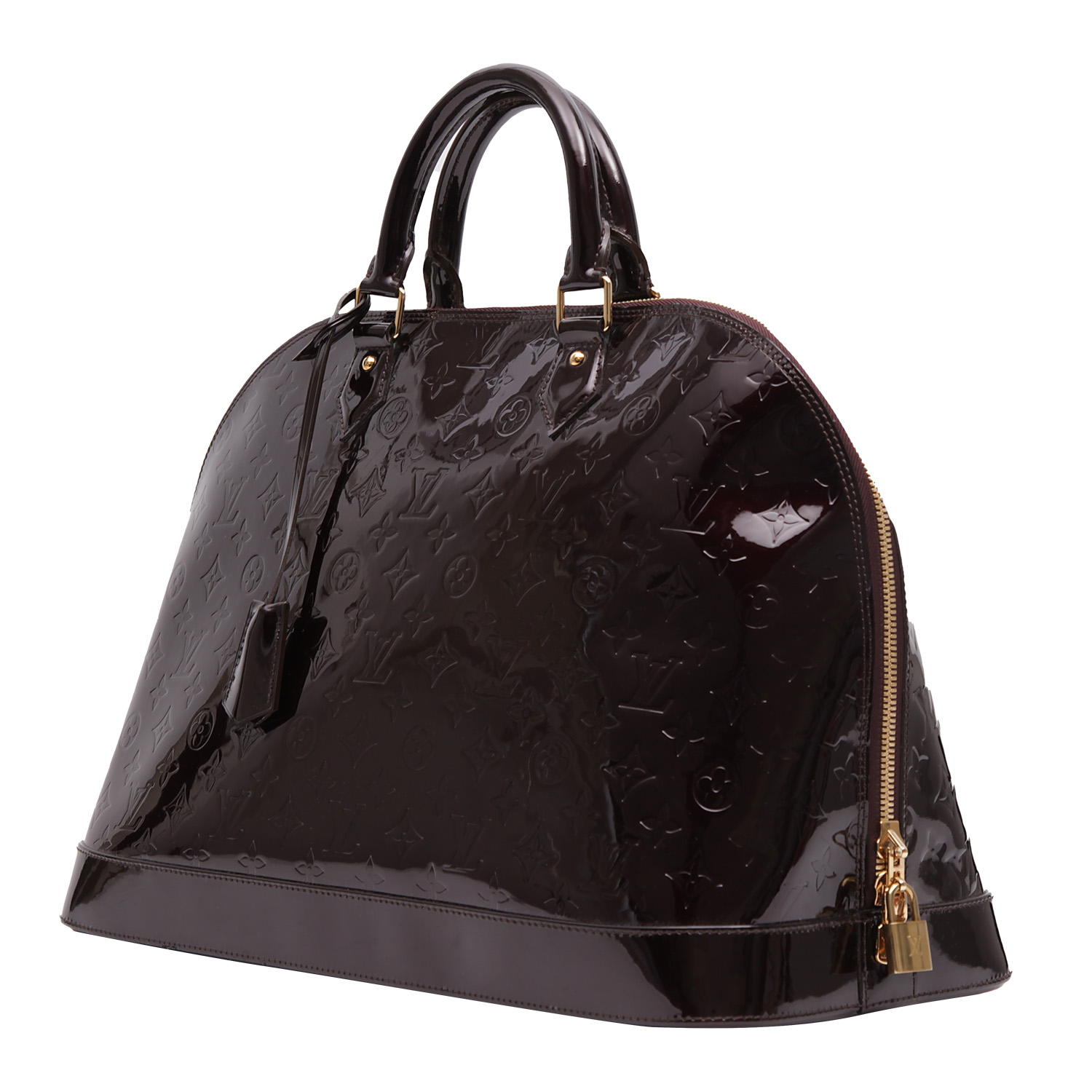Louis Vuitton  Alma large model  handbag  in plum monogram patent leather - Detail D3