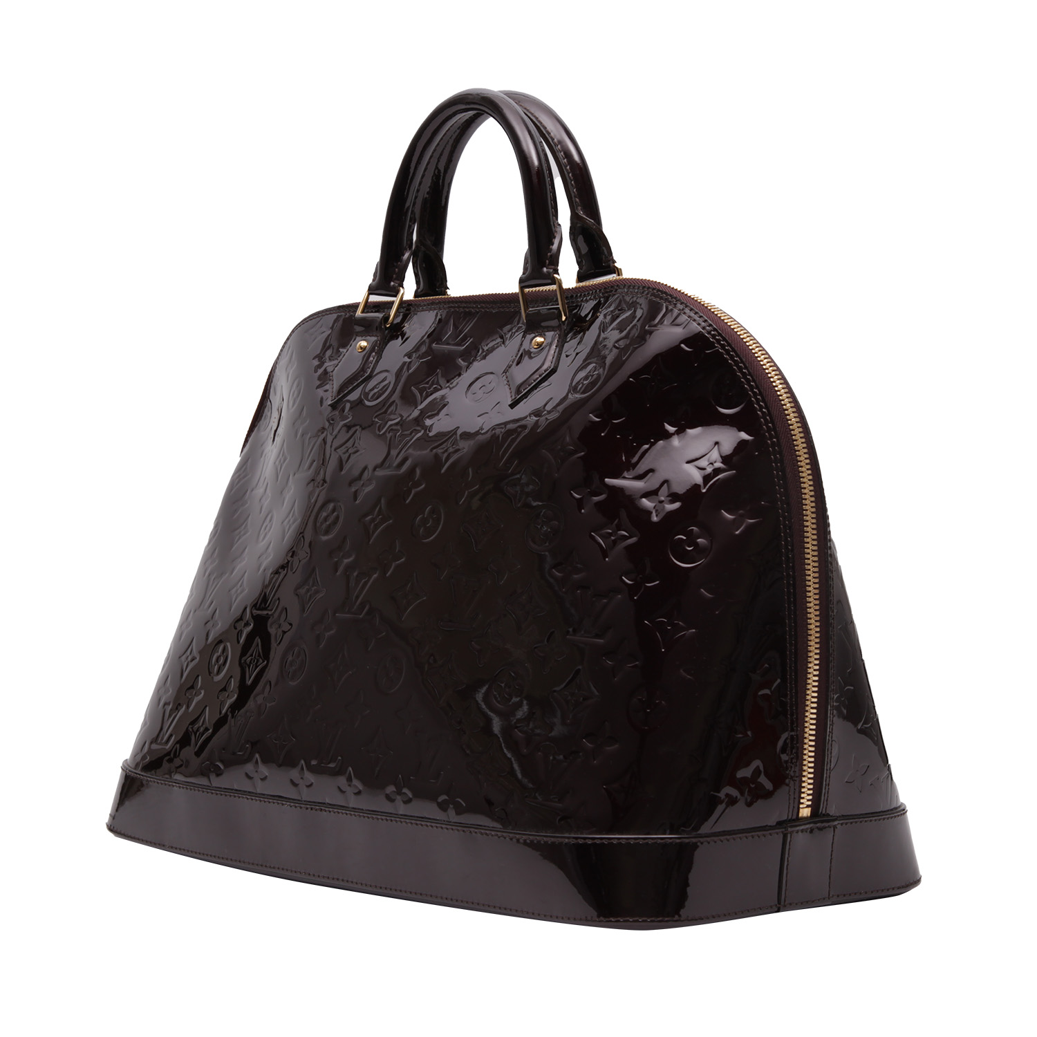 Borsa Louis Vuitton  Alma modello grande  in pelle verniciata monogram plum - Detail D5