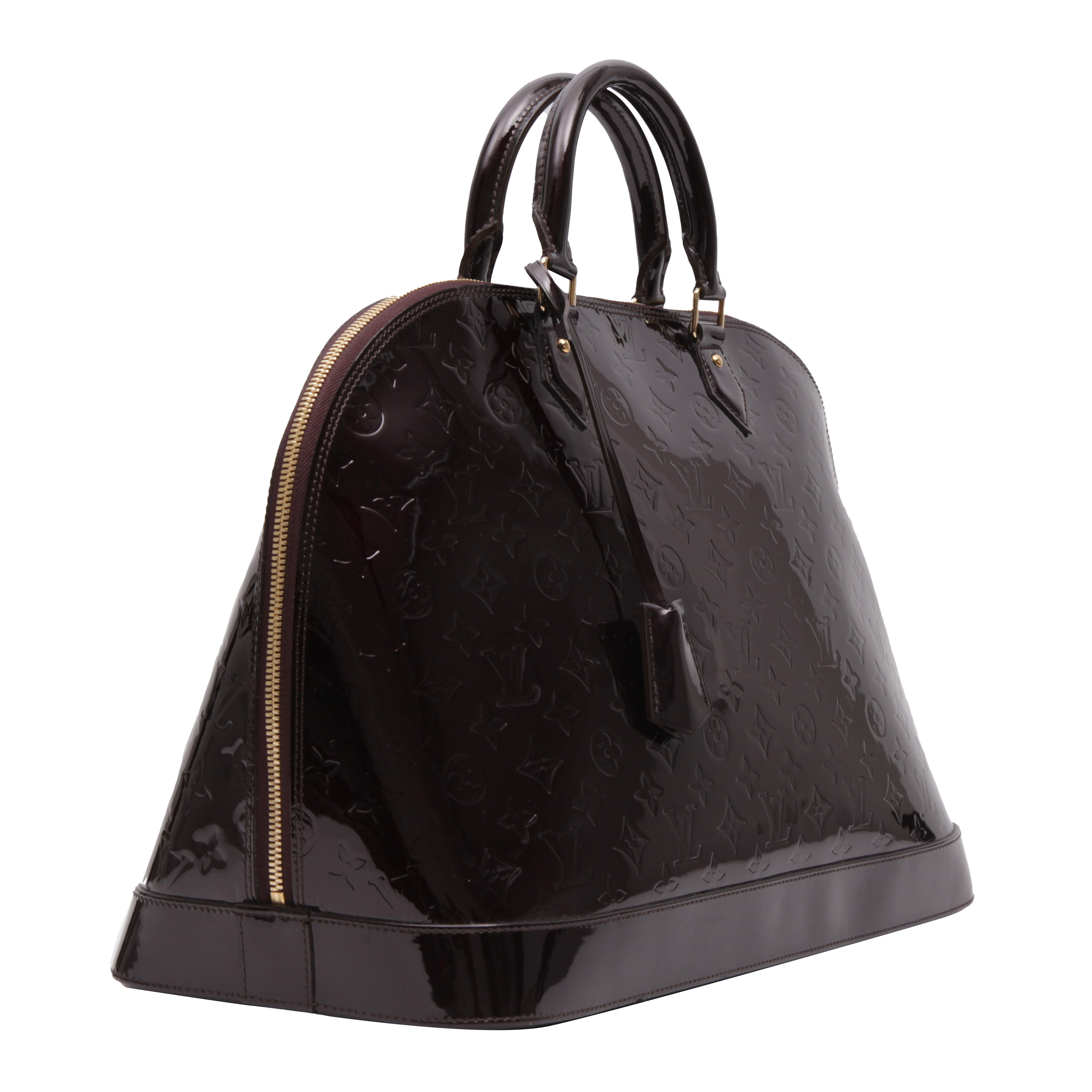 Louis Vuitton  Alma large model  handbag  in plum monogram patent leather - Detail D6