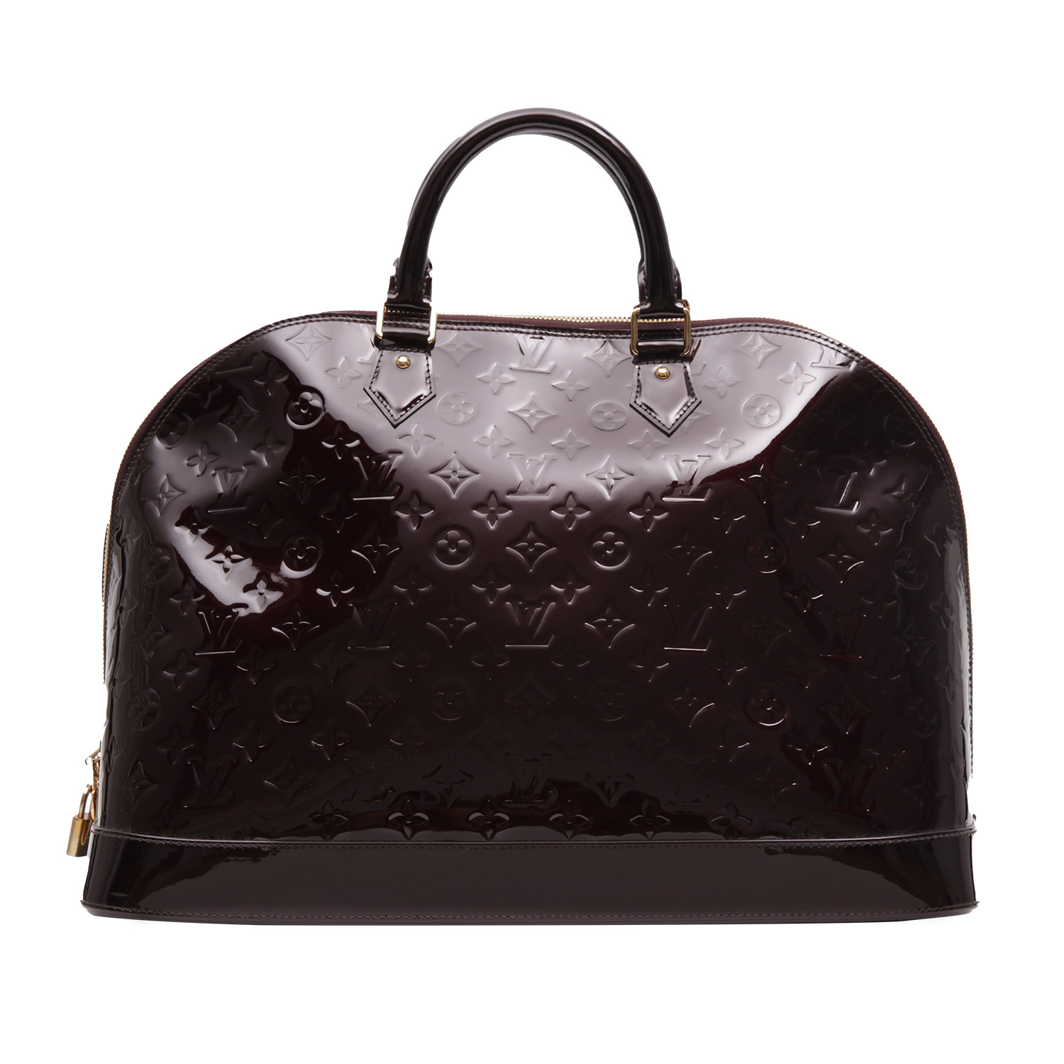 Borsa Louis Vuitton  Alma modello grande  in pelle verniciata monogram plum - Detail D7