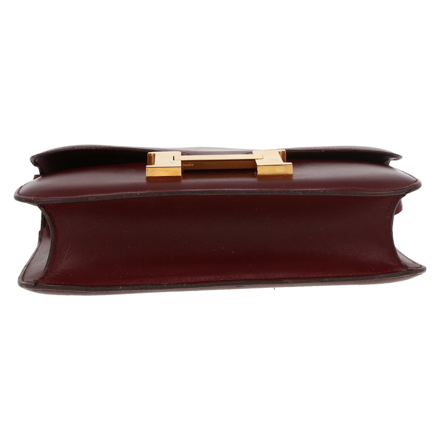 Sac à main Hermès  Constance en cuir box bordeaux - Detail D4