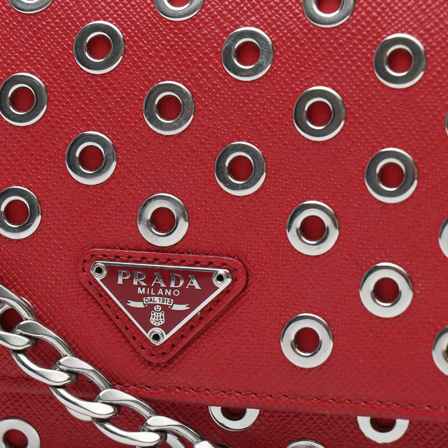Bolsito de mano Prada   en cuero saffiano rojo - Detail D1