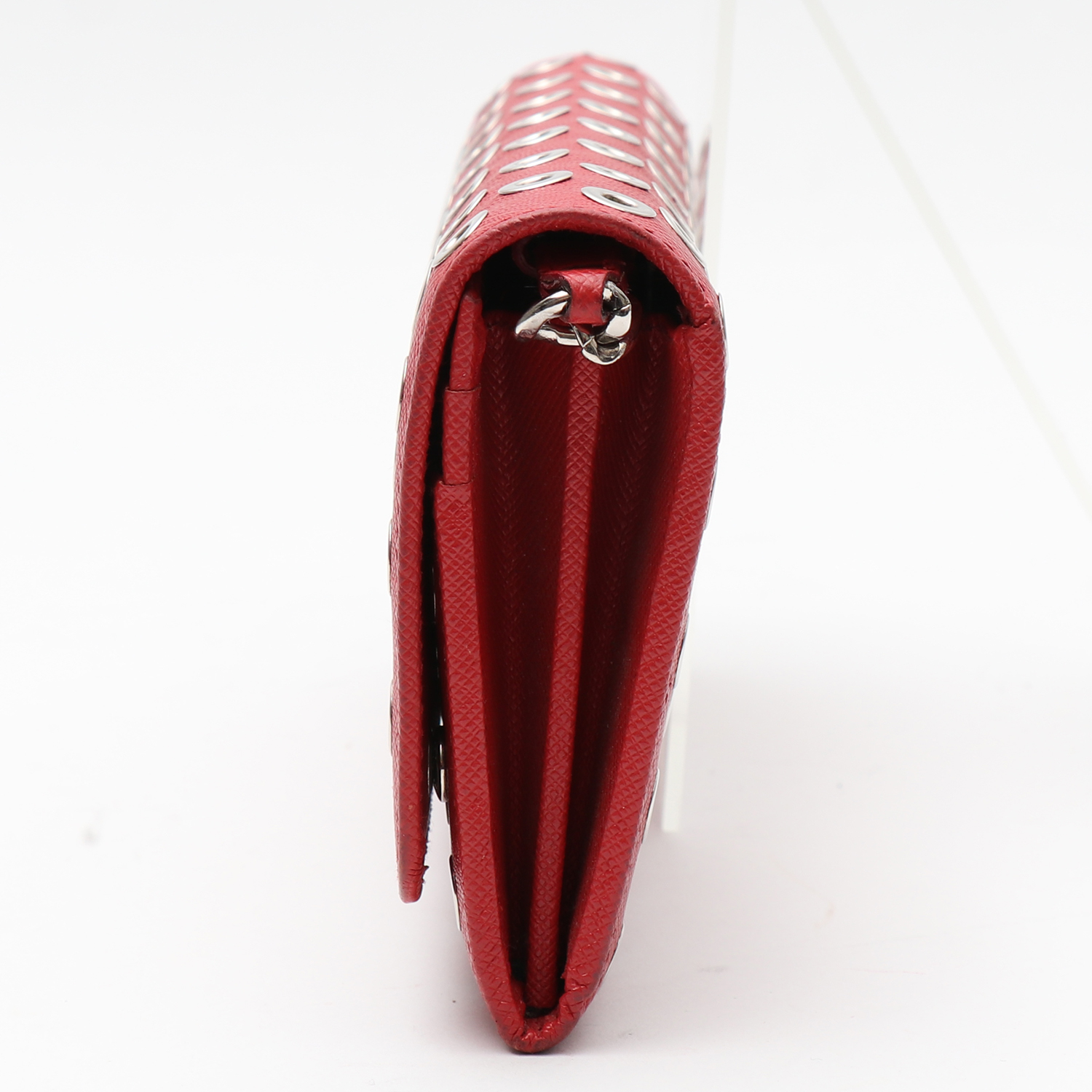 Prada   pouch  in red leather saffiano - Detail D5