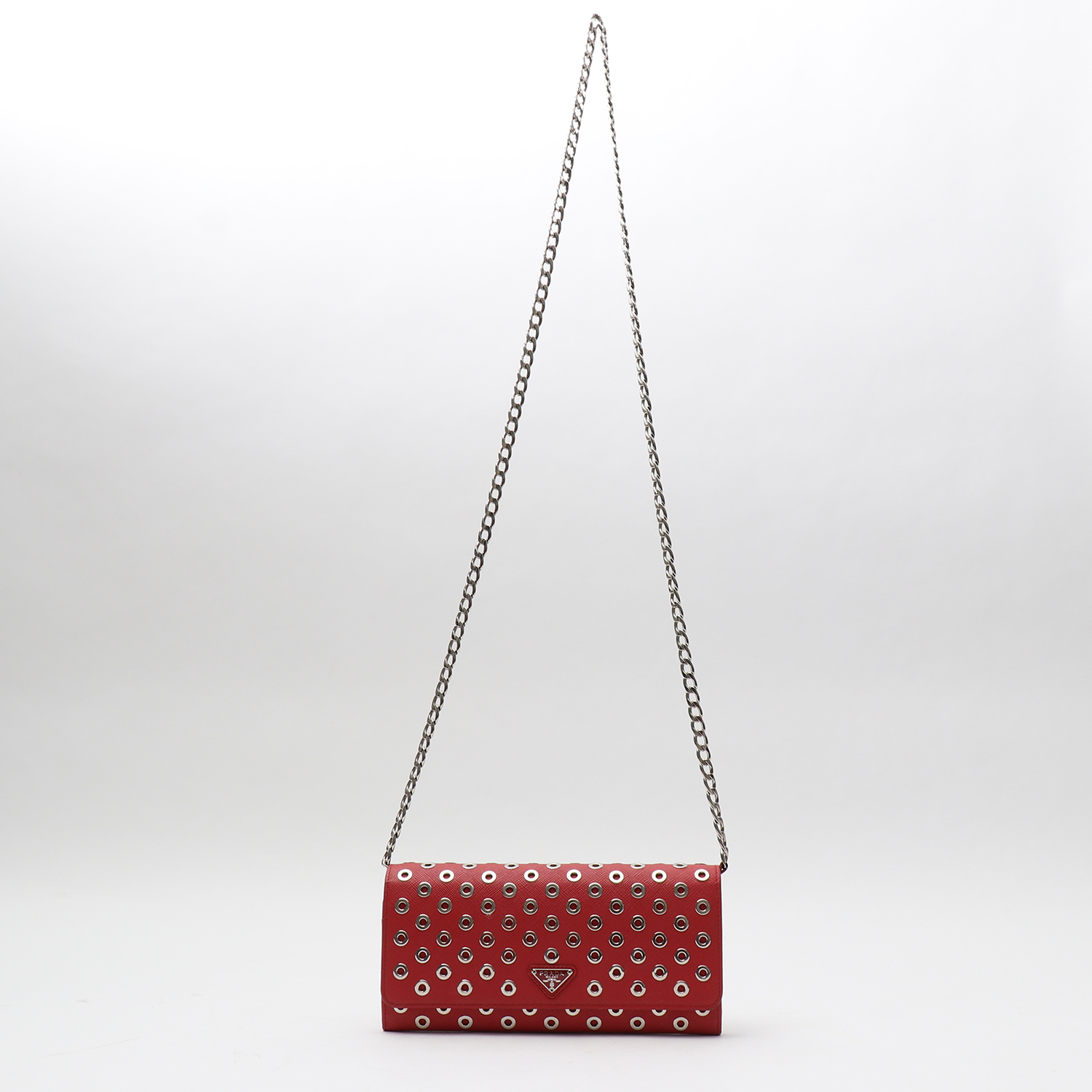 Prada   pouch  in red leather saffiano - Detail D8