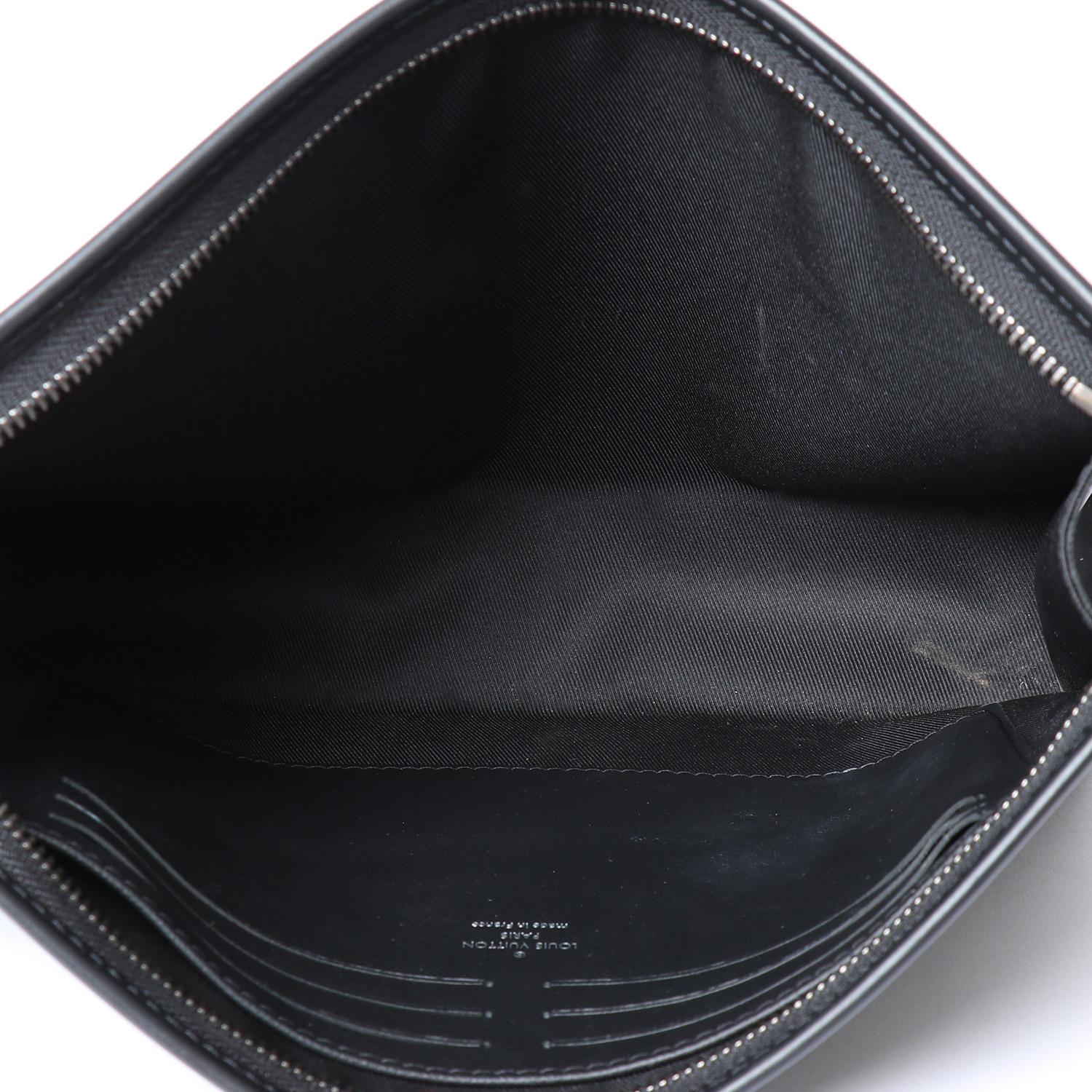 Pochette Louis Vuitton  PocheToilette26 en toile monogram gris Graphite et cuir naturel - Detail D2