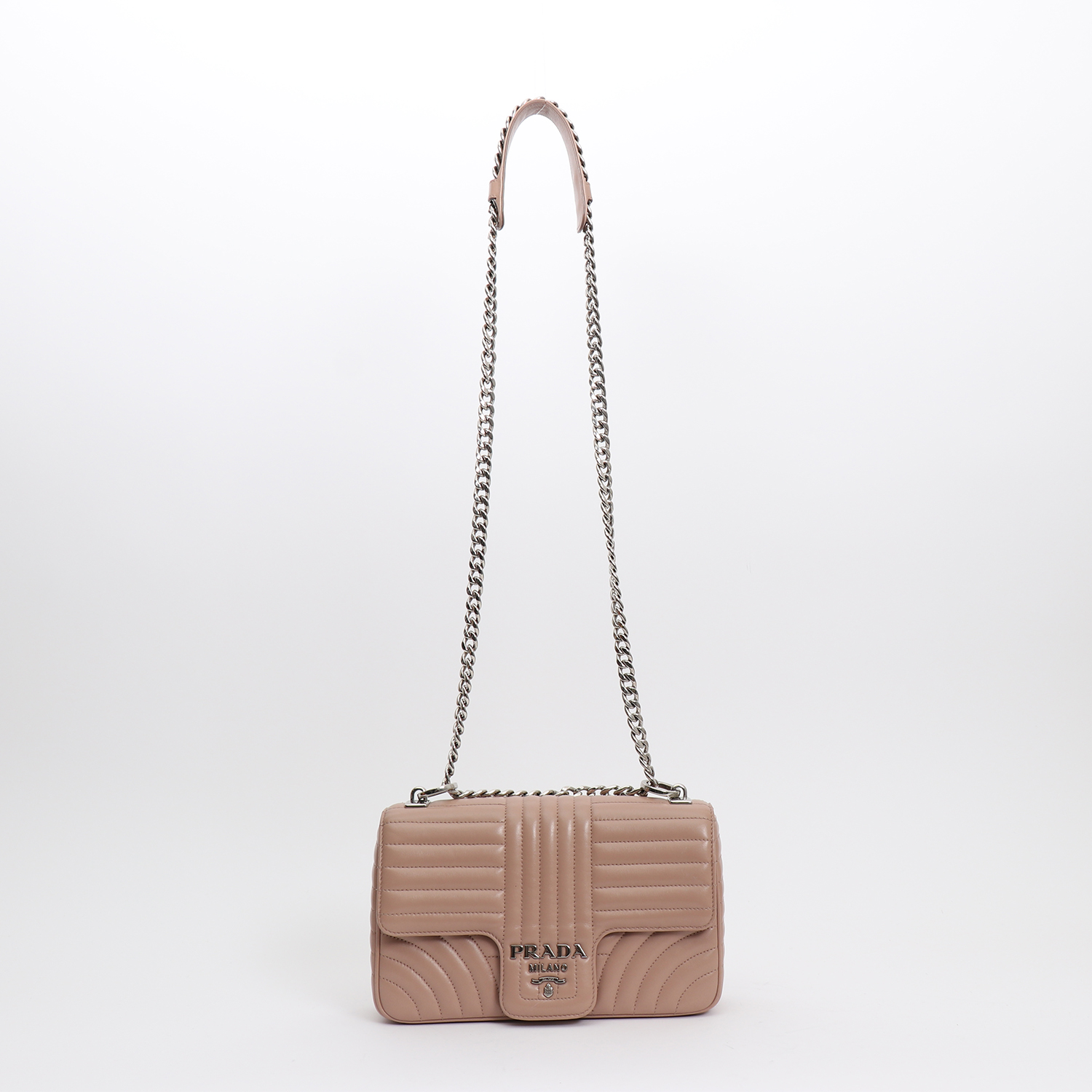 Prada  Diagramme shoulder bag  in pink quilted leather - Detail D8