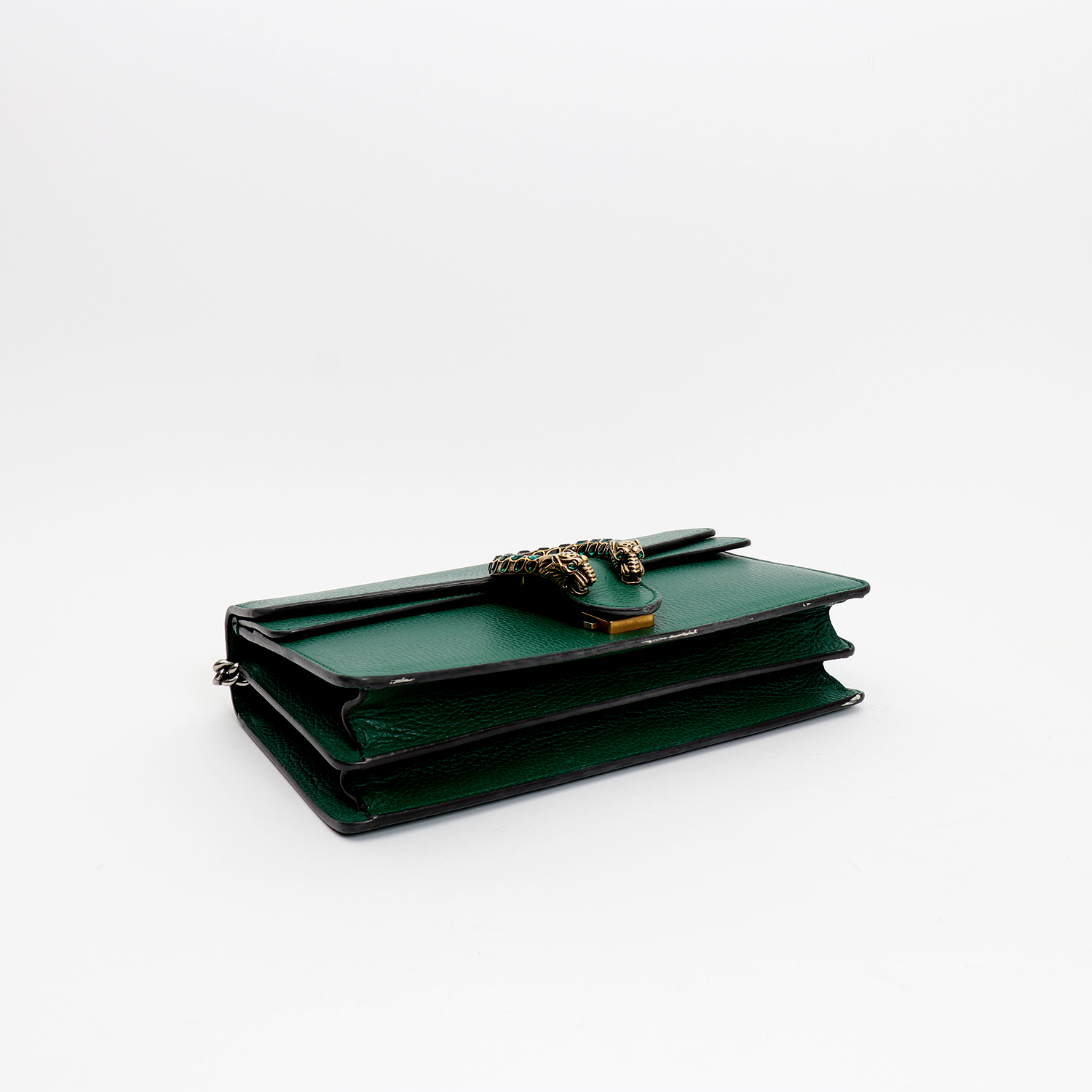 Gucci  Dionysus bag worn on the shoulder or carried in the hand  in green grained leather - Detail D4