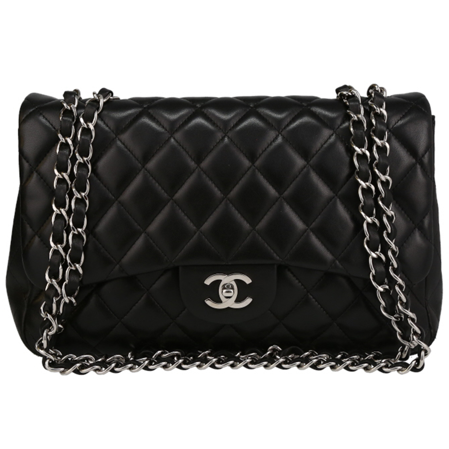 Chanel  Timeless Jumbo handbag  in black quilted leather - Detail D2