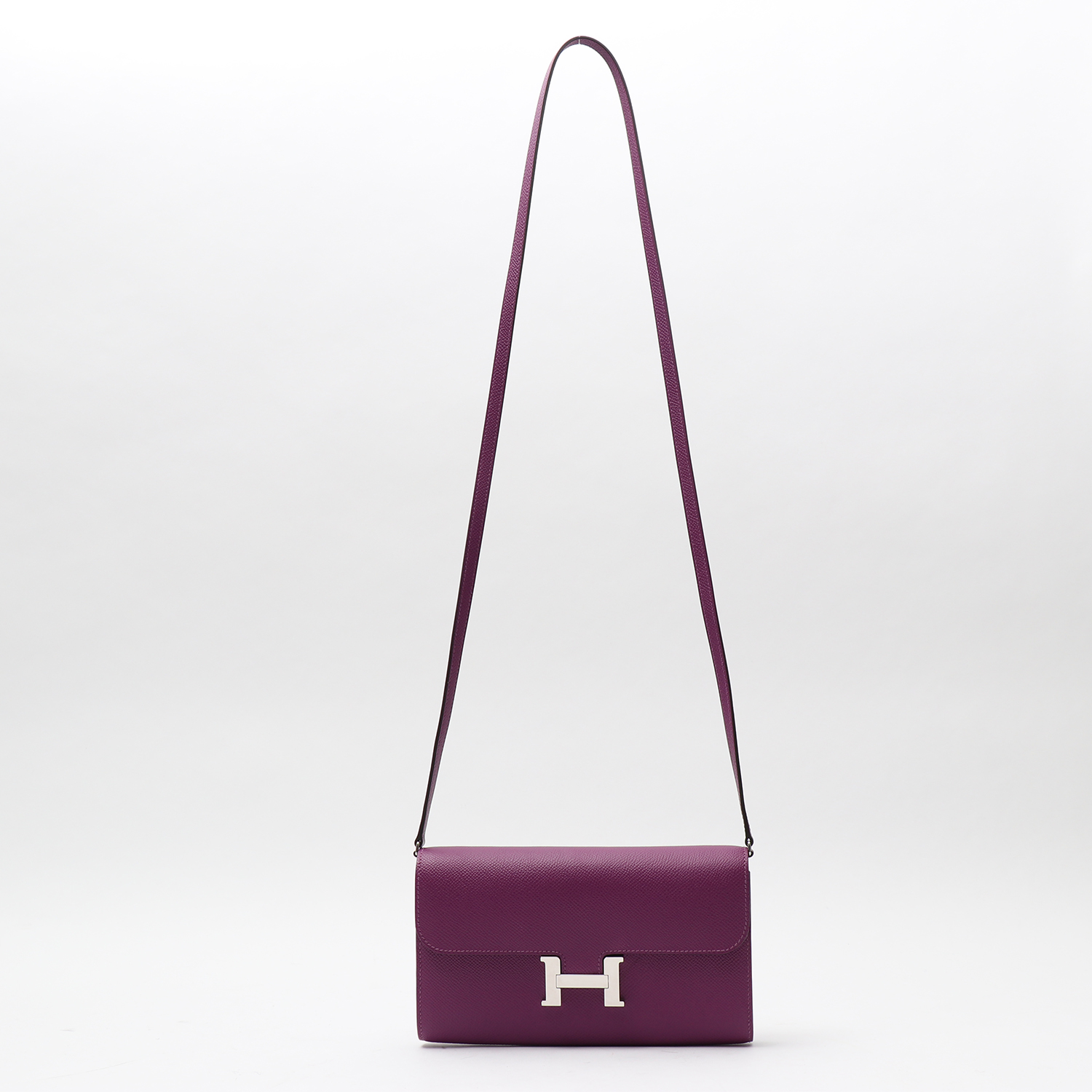 Hermès Constance Constance Long To Go shoulder bag  in purple Anemone epsom leather - Detail D8