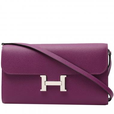 Bolso bandolera Hermès Constance Constance Long To Go en cuero epsom violeta Anemone