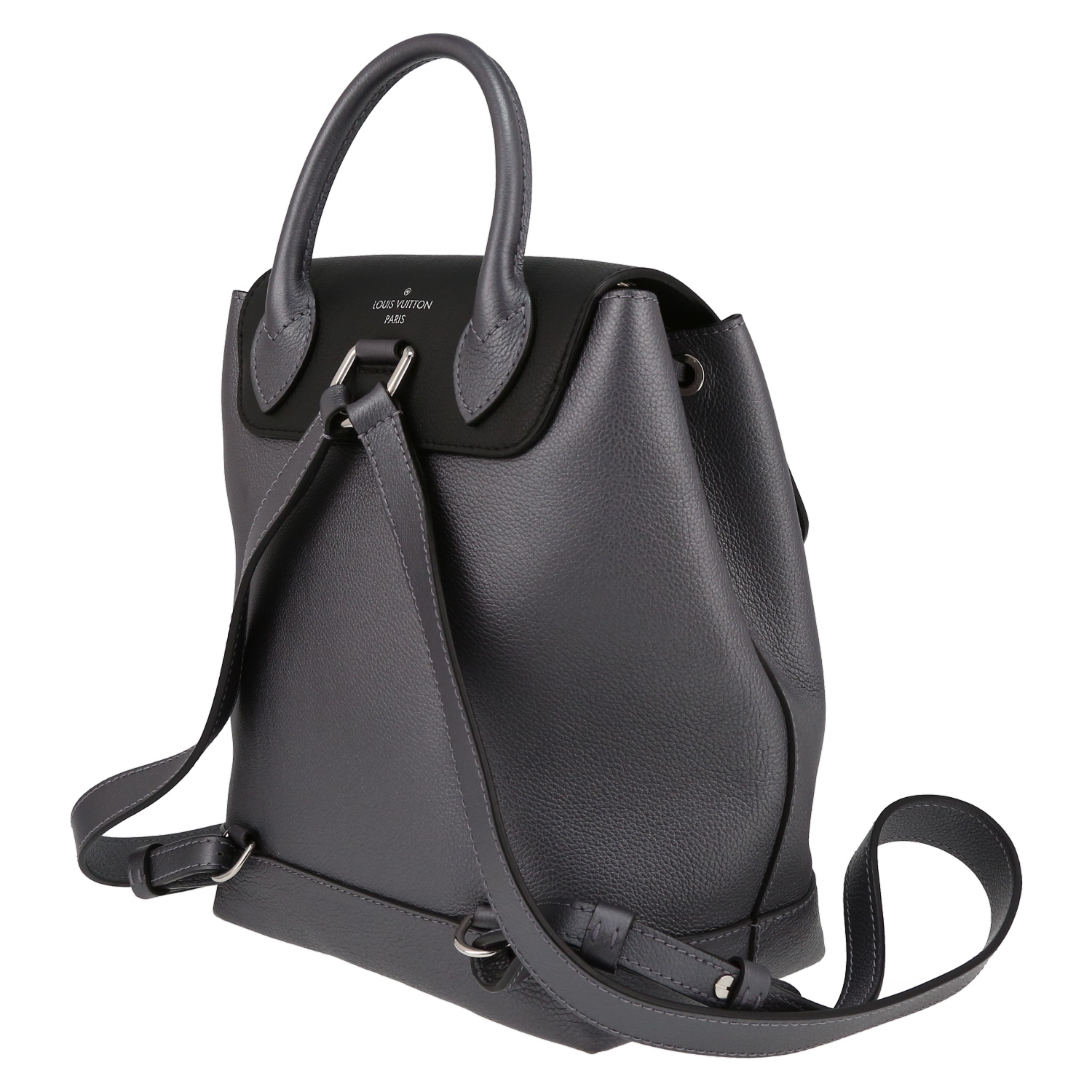 Sac à dos Louis Vuitton Lockme Backpack en cuir gris et noir - Detail D5