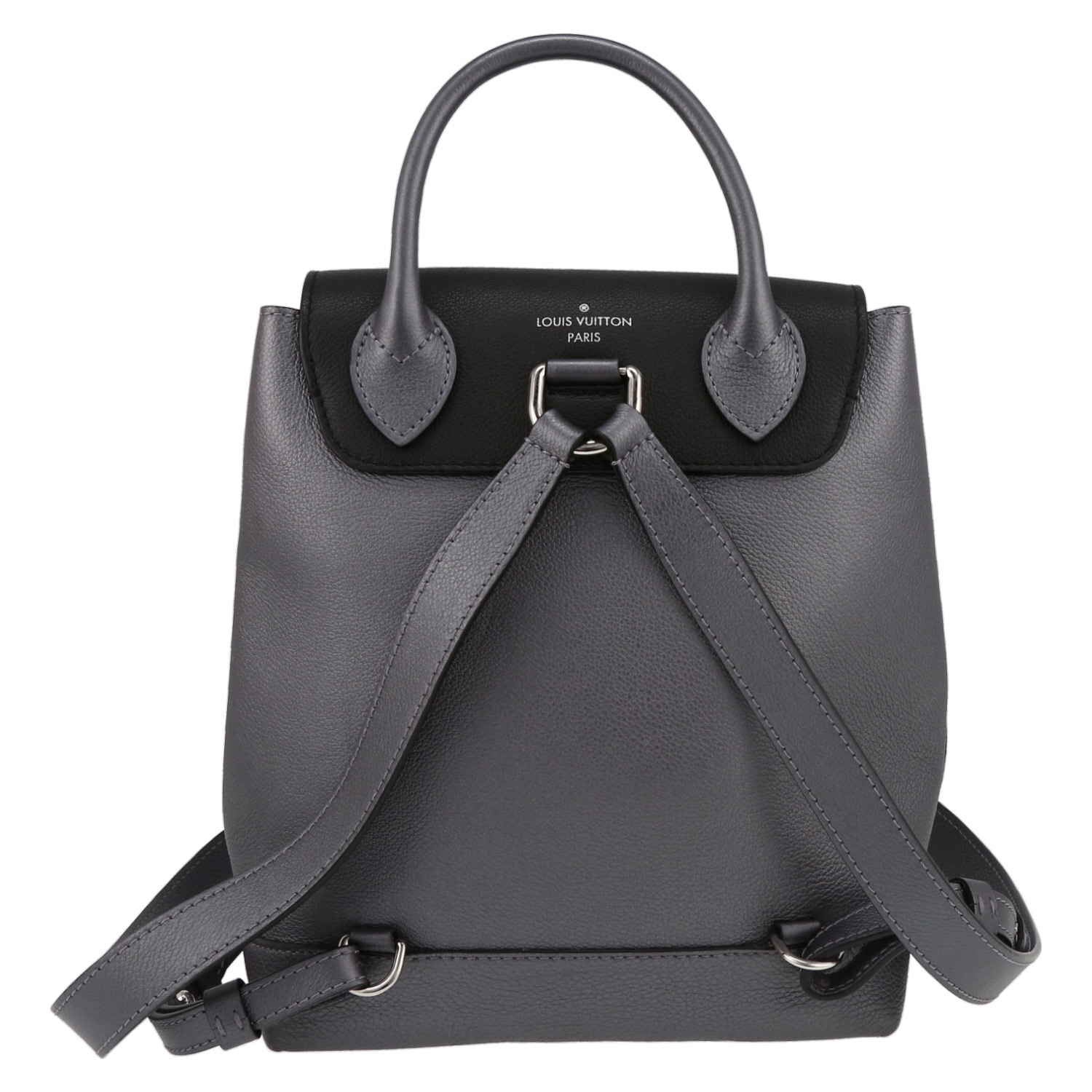Sac à dos Louis Vuitton Lockme Backpack en cuir gris et noir - Detail D7