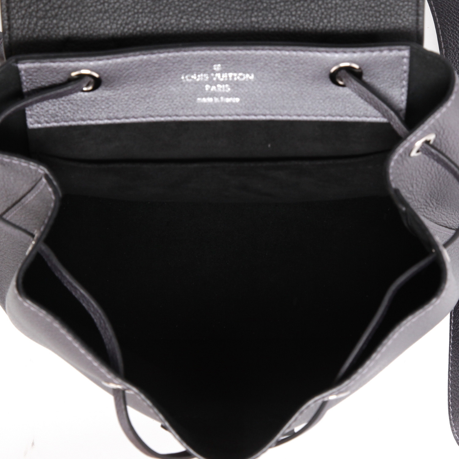 Sac à dos Louis Vuitton Lockme Backpack en cuir gris et noir - Detail D8