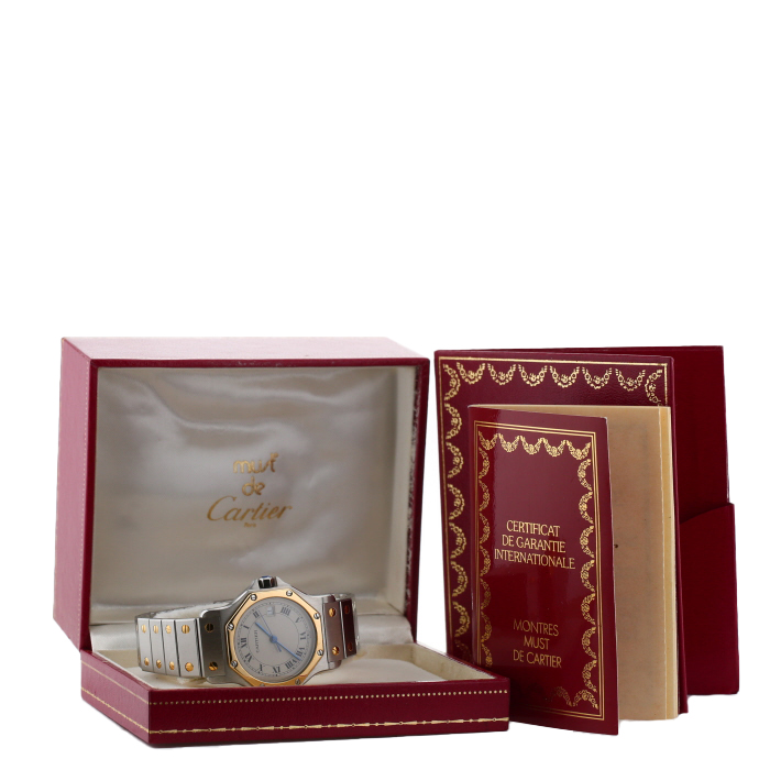 Cartier Santos Octogonale  in gold and stainless steel Ref: Cartier - 28823  Circa 1993 - Detail D2