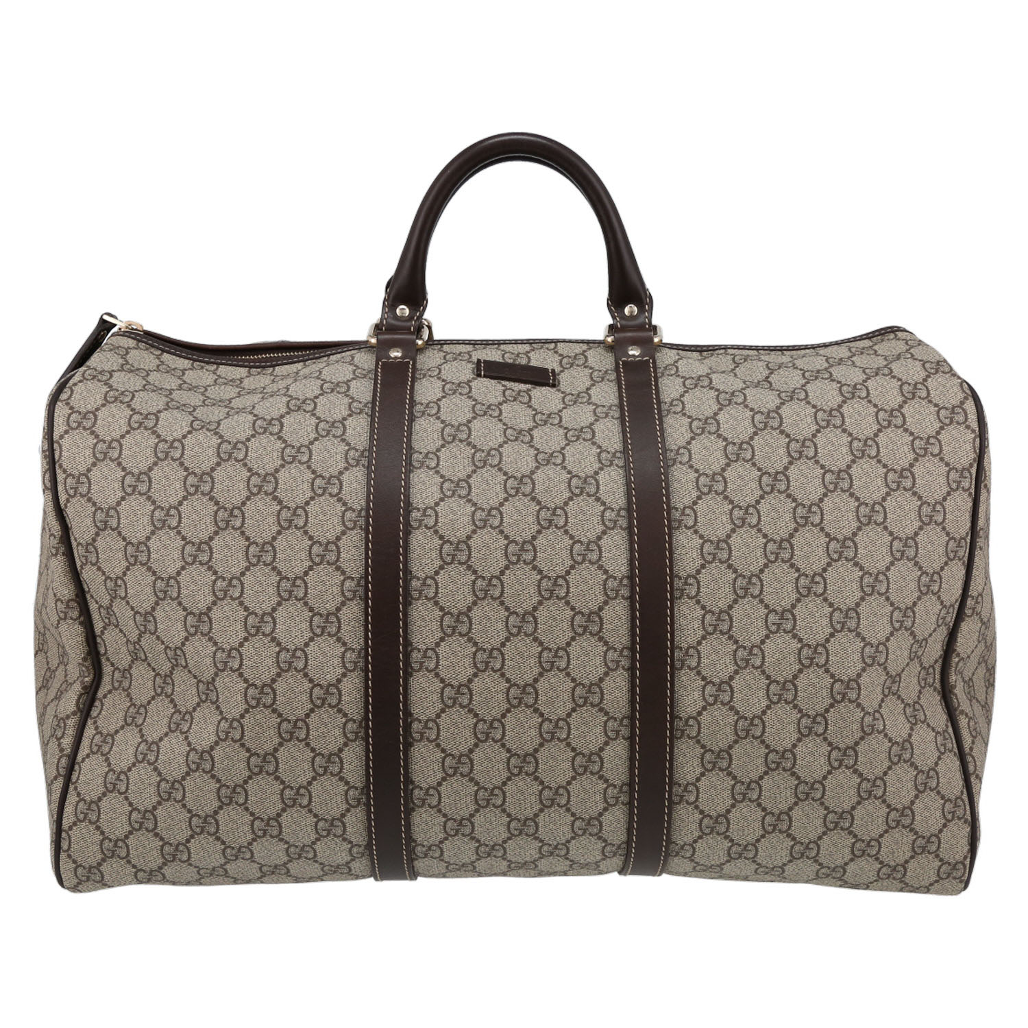 Bolso de fin de semana Gucci  Suprême GG en lona Monogram revestida beige y cuero marrón - Detail D2