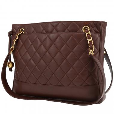 Sac à main Chanel  Vintage en cuir matelassé marron
