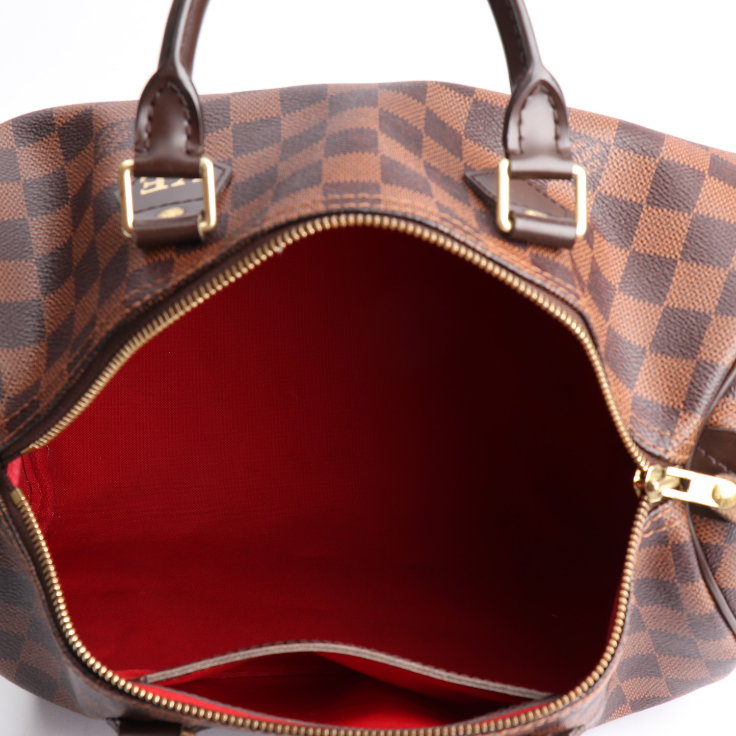 Bolso de mano Louis Vuitton  Speedy 30 en lona a cuadros ébano y cuero natural - Detail D2