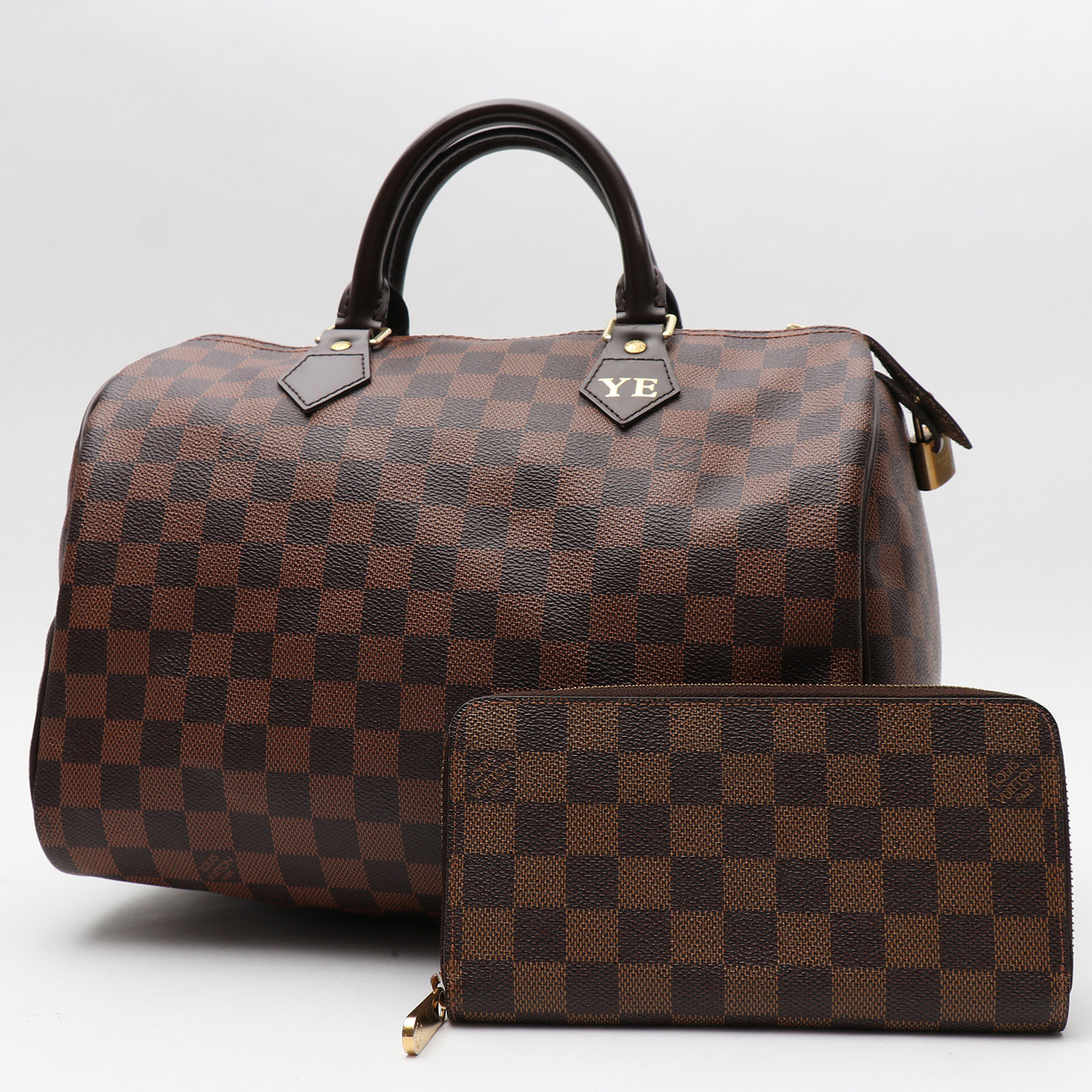 Borsa Louis Vuitton  Speedy 30 in tela a scacchi ebana e pelle naturale - Detail D8