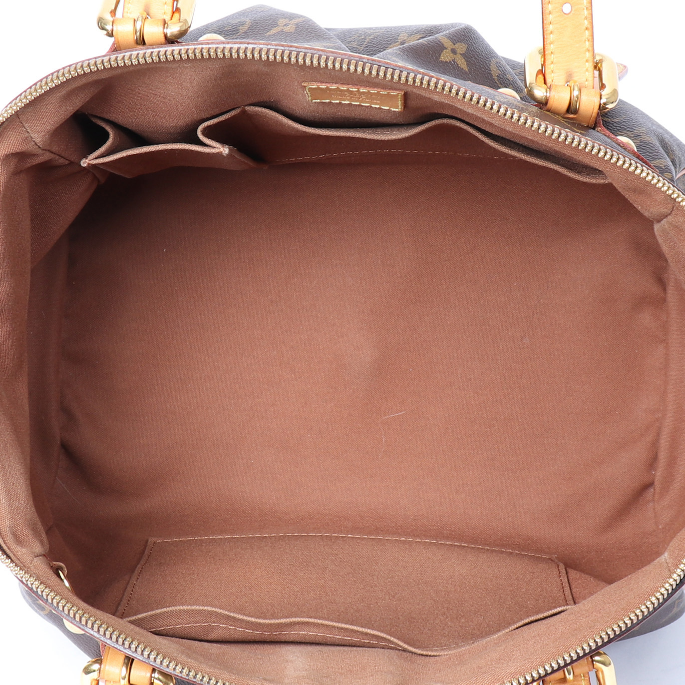 Bolso de mano Louis Vuitton  Tivoli en lona Monogram marrón y cuero natural - Detail D2