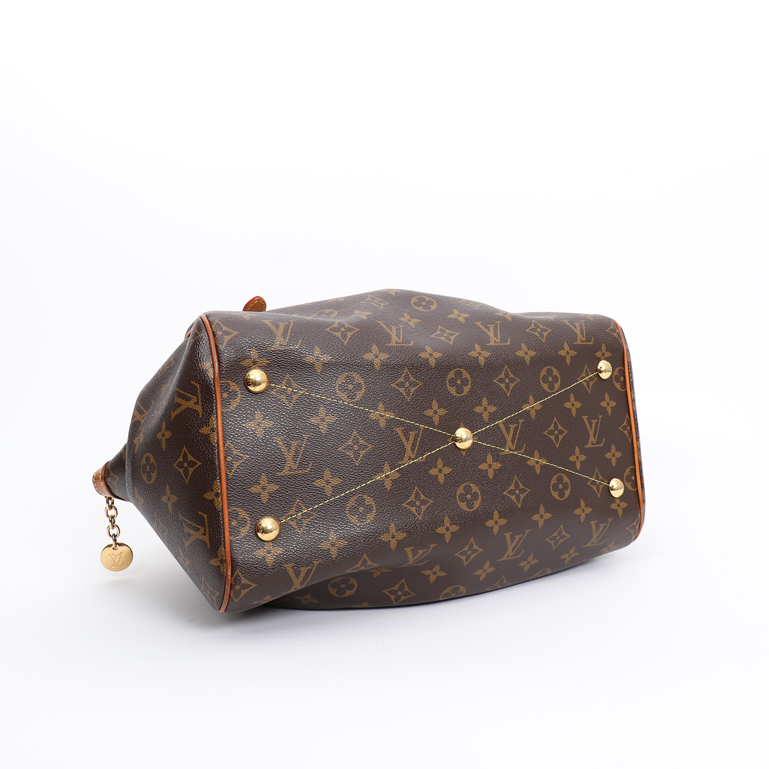 Louis Vuitton Tivoli handbag in brown monogram canvas and natural leather - Detail D4