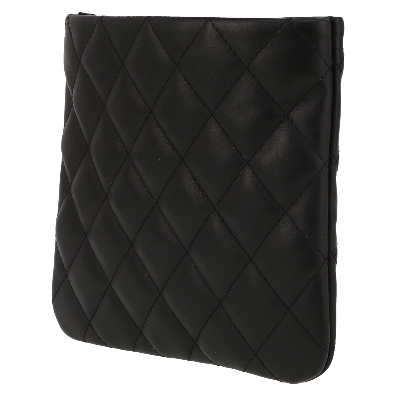 Sac à main Chanel Pochette en cuir matelassé noir - Detail D5