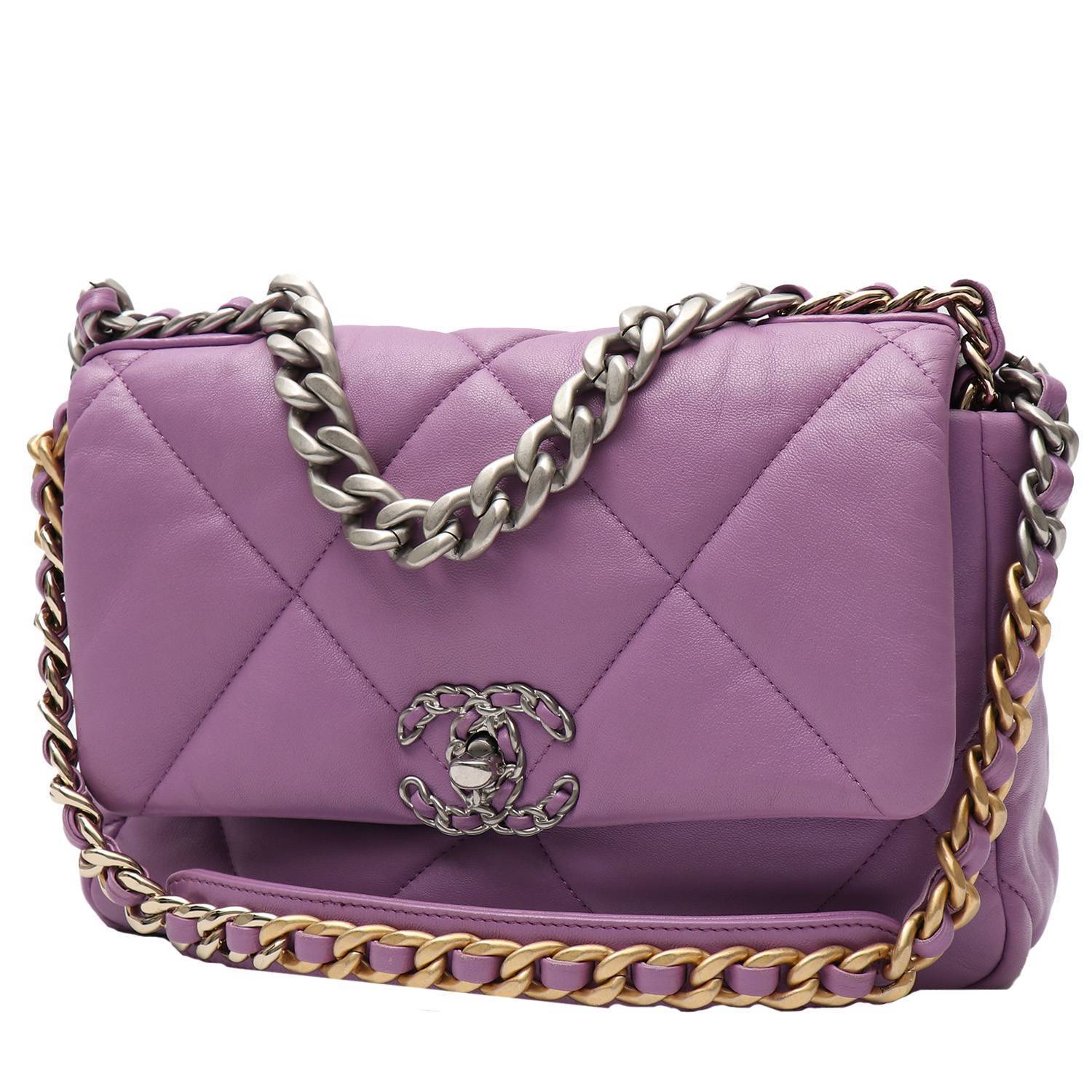 Chanel 19 Shoulder Bag in Purple Quilted Leather