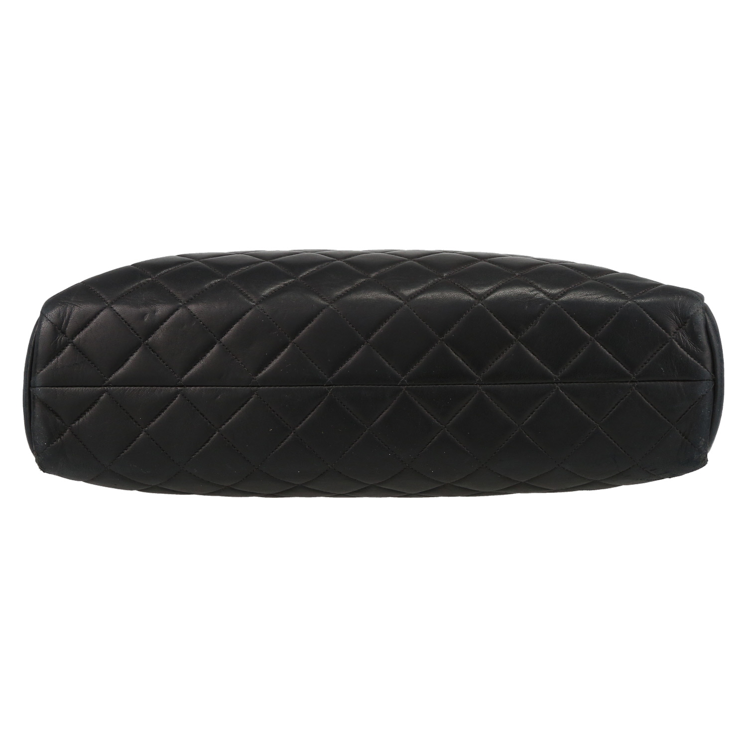 Chanel  Vintage Shopping shoulder bag  in black quilted leather - Detail D4