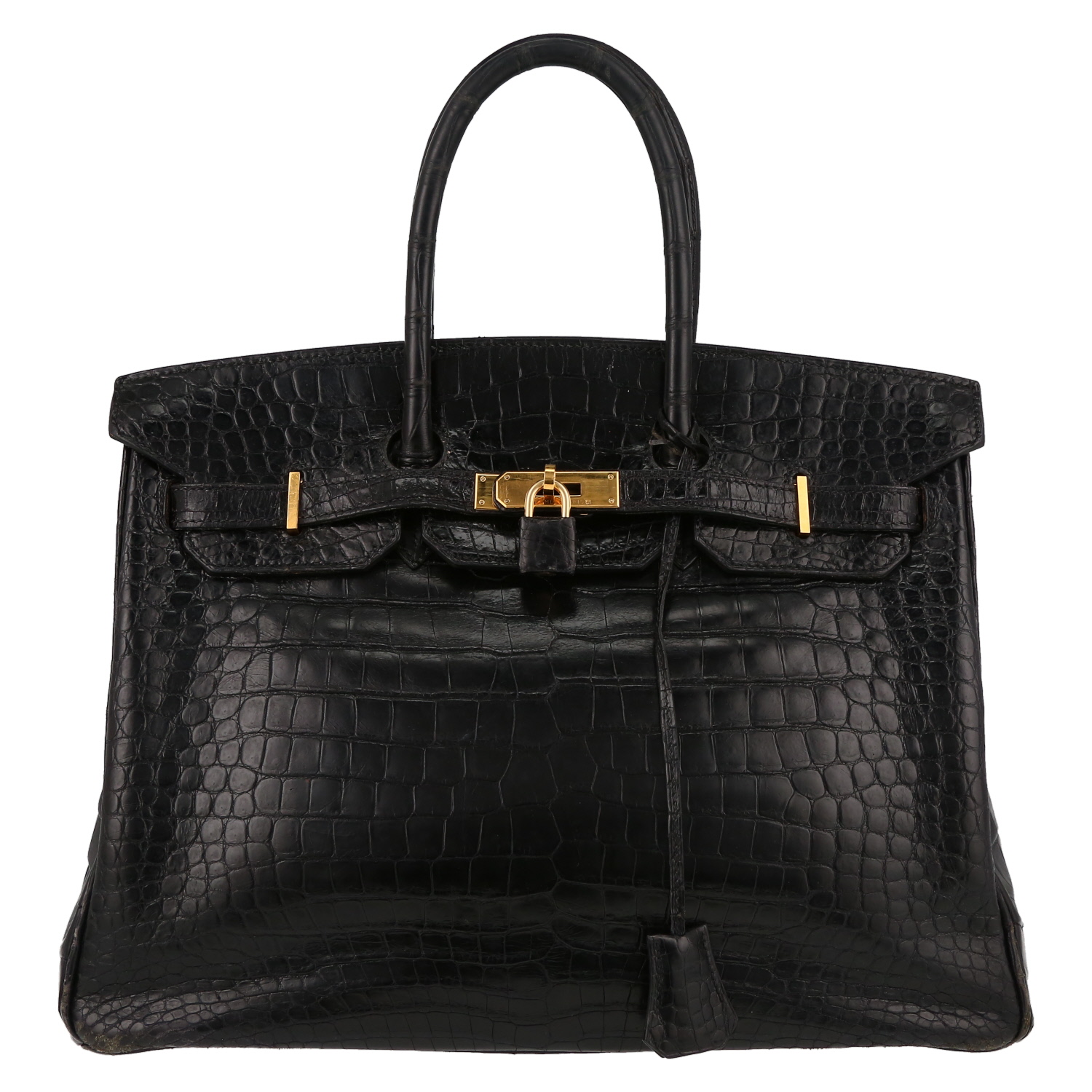 Borsa Hermès  Birkin 35 cm in coccodrillo marino nero - Detail D2