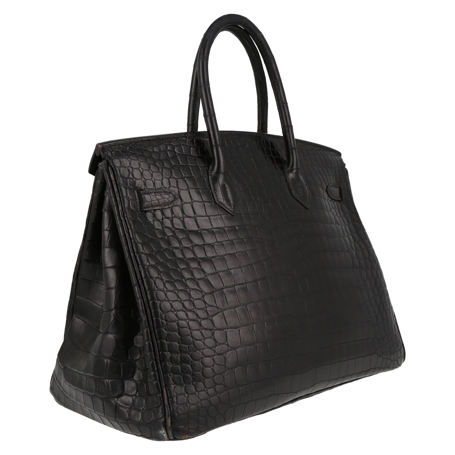 Hermès  Birkin 35 cm handbag  in black porosus crocodile - Detail D6