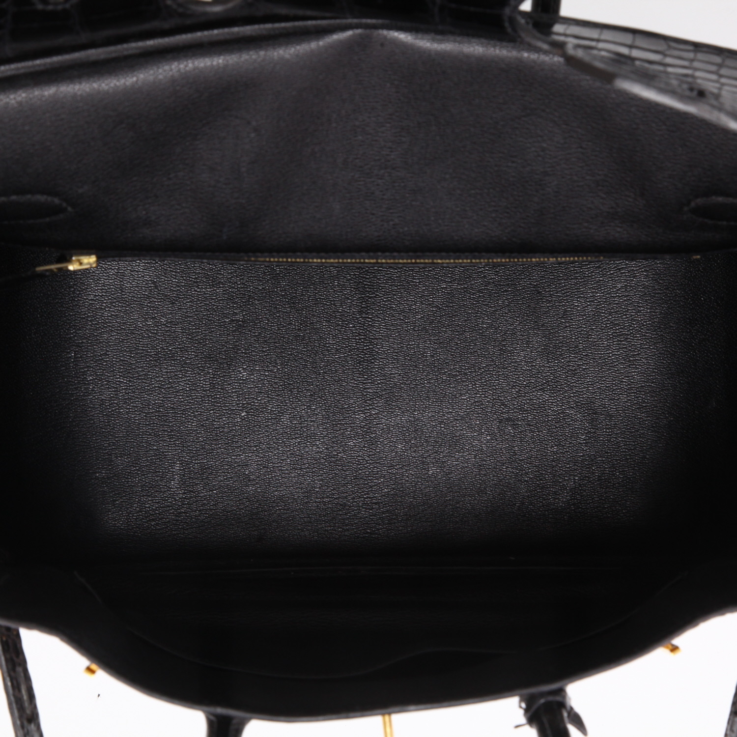 Bolso de mano Hermès  Birkin 35 cm en cocodrilo porosus negro - Detail D8