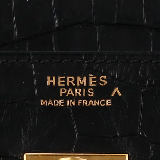 Borsa Hermès  Birkin 35 cm in coccodrillo marino nero - Detail D9