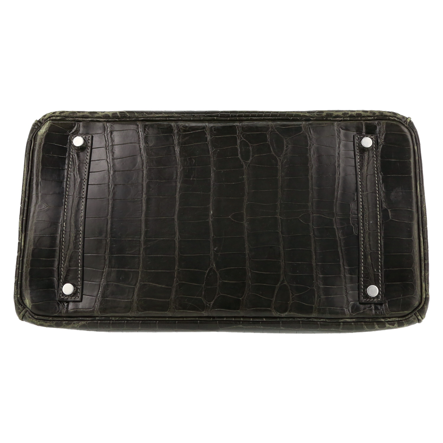 Hermès Birkin 35 cm handbag in anthracite grey porosus crocodile - Detail D4