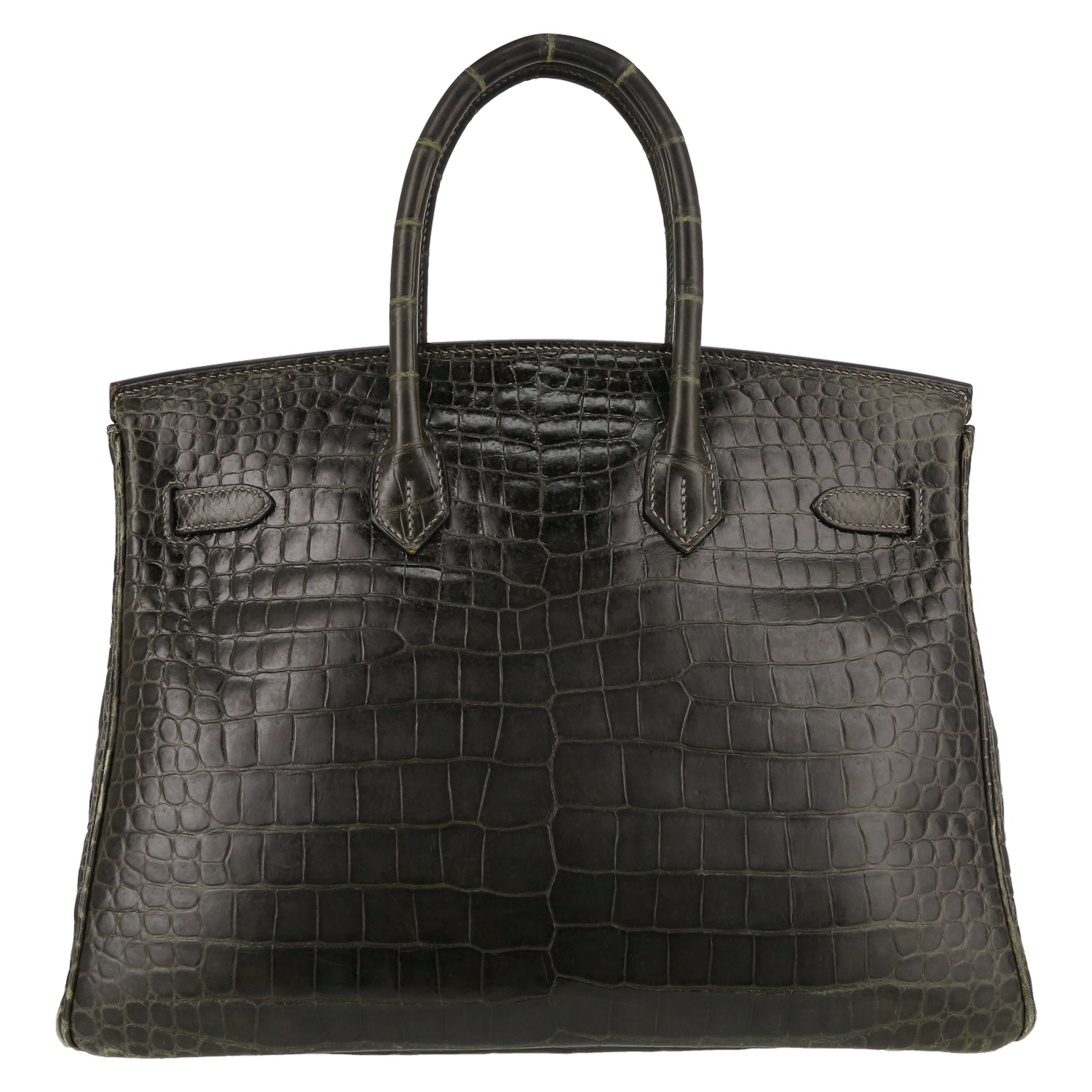 Borsa Hermès Birkin 35 cm in coccodrillo marino grigio antracite - Detail D7