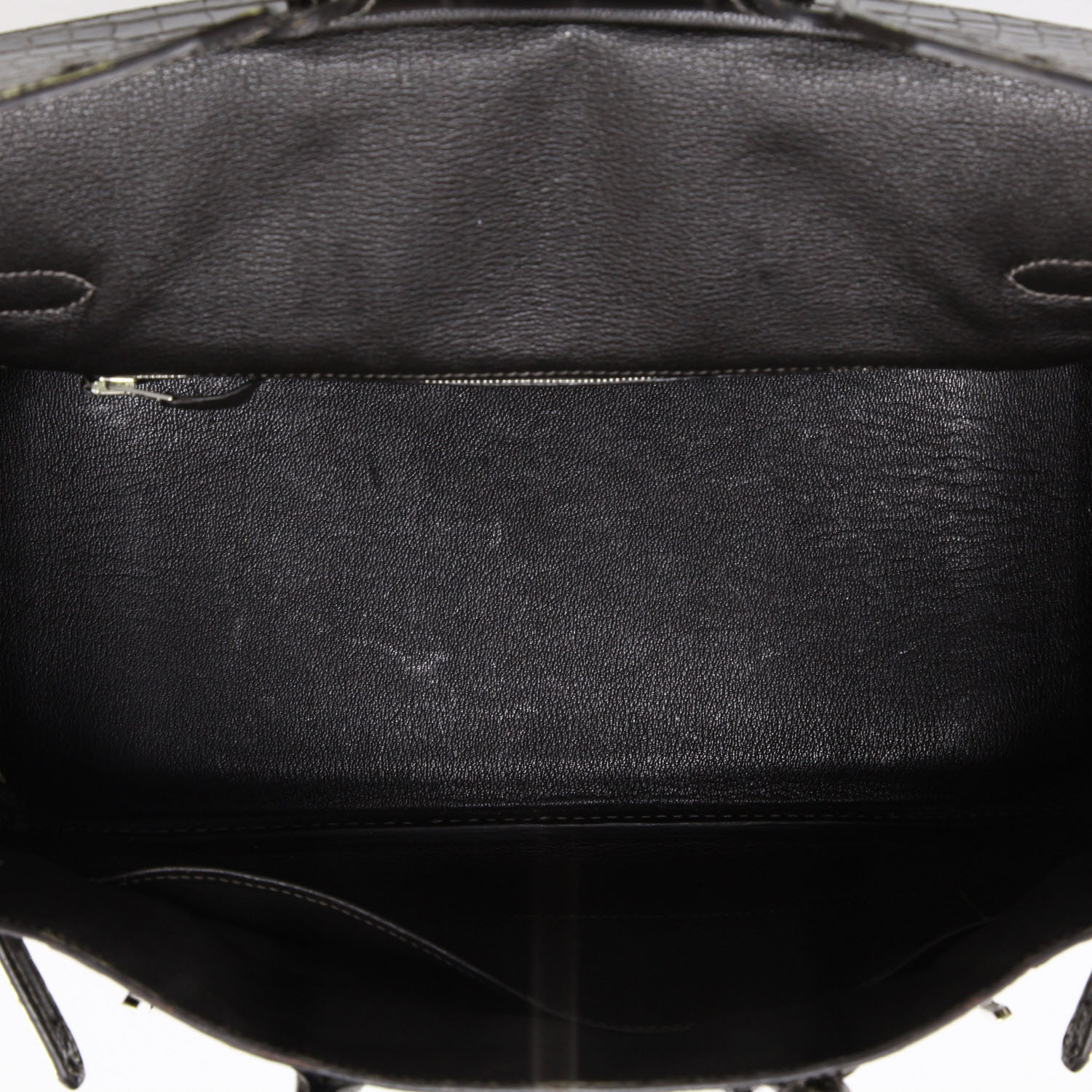 Borsa Hermès Birkin 35 cm in coccodrillo marino grigio antracite - Detail D8