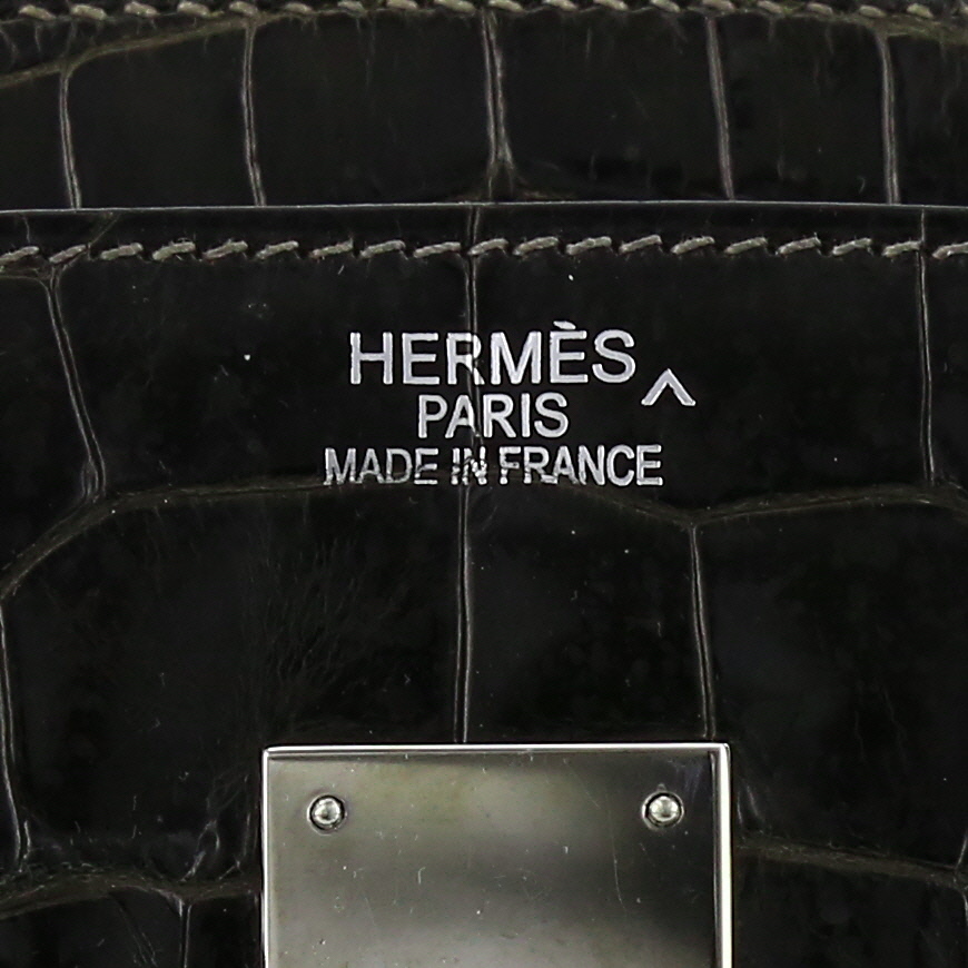 Borsa Hermès Birkin 35 cm in coccodrillo marino grigio antracite - Detail D9
