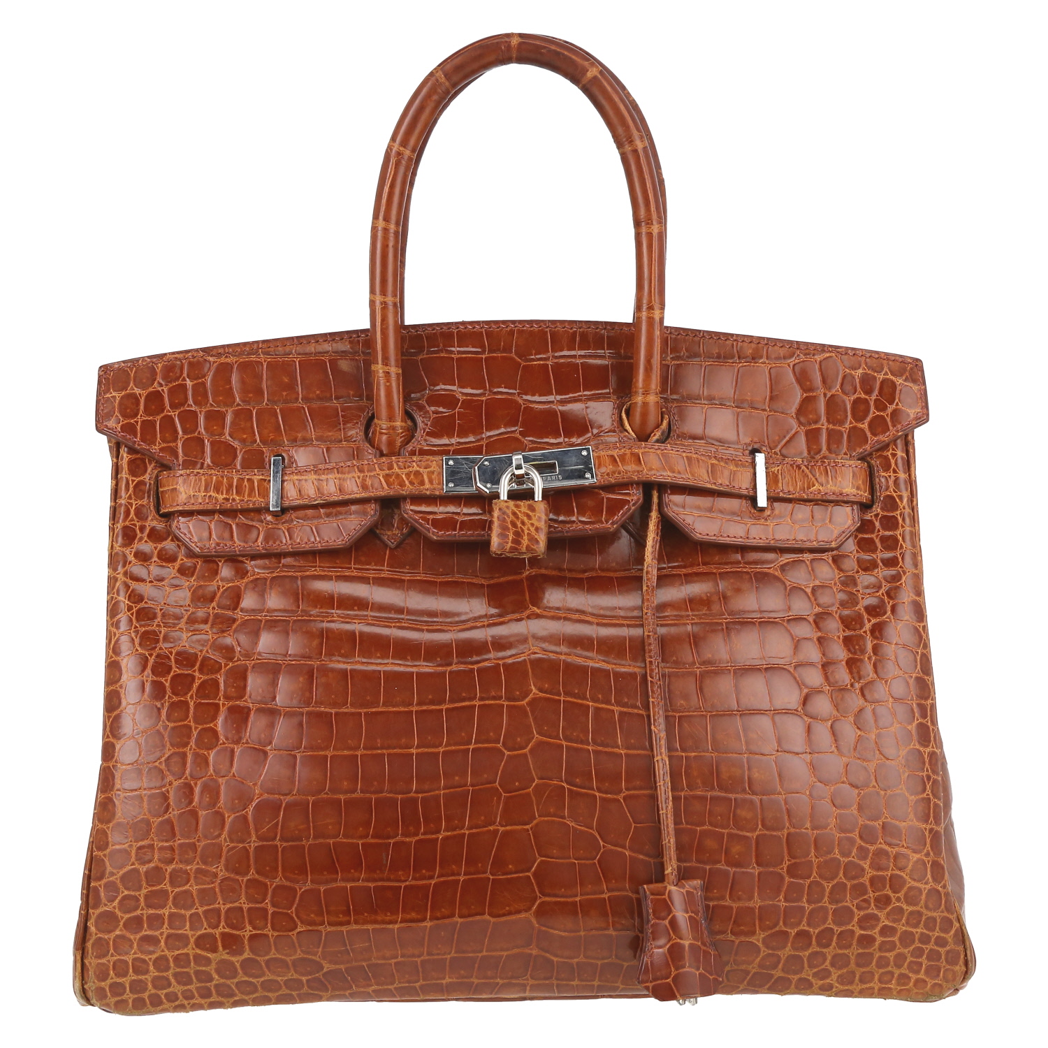 Borsa Hermès  Birkin 35 cm in coccodrillo marino marrone - Detail D2